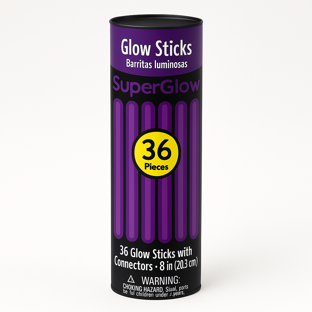 Purple Glow-in-the-Dark Bracelet Sticks - 36 Pack