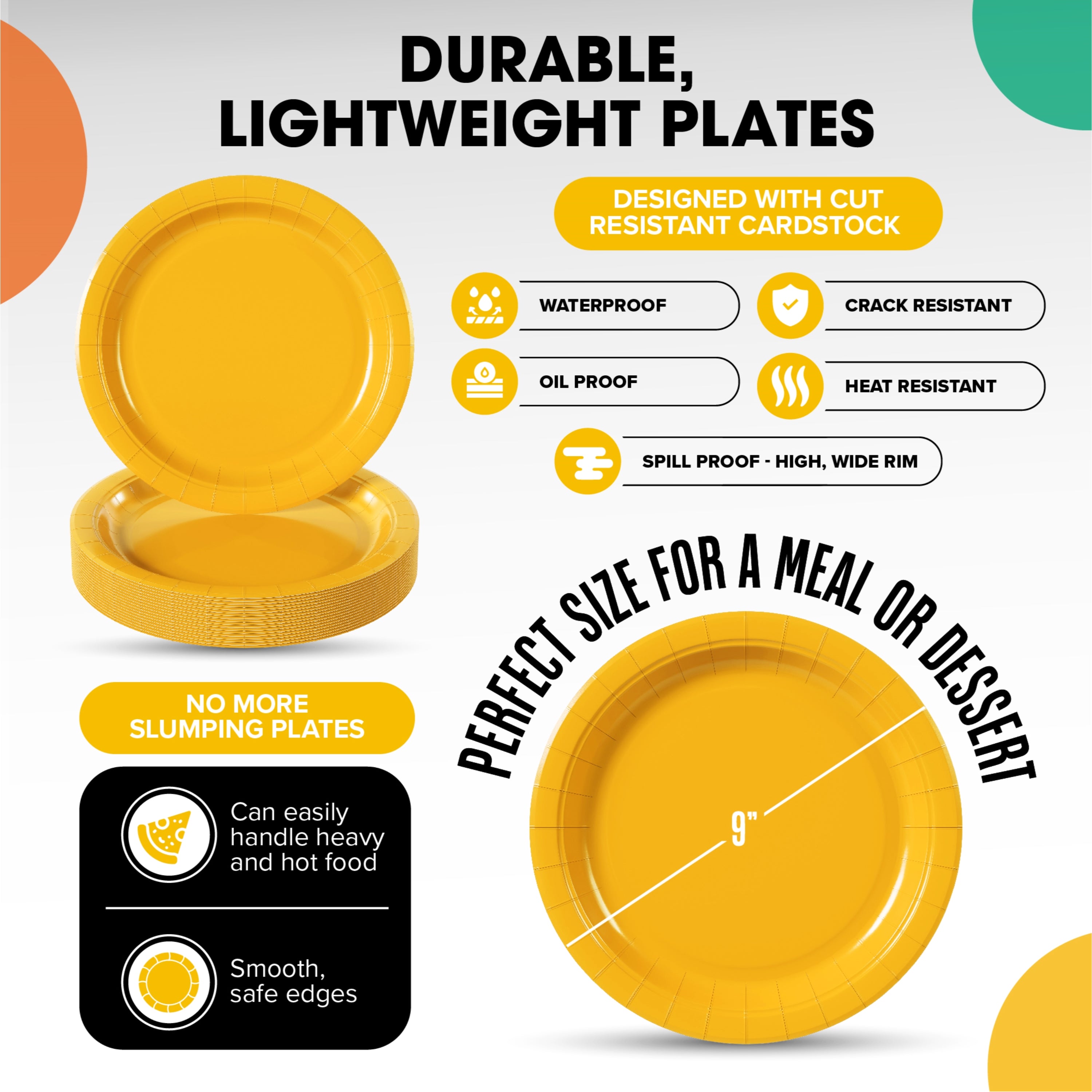 9 in. Yellow Paper Plates | 100 Count