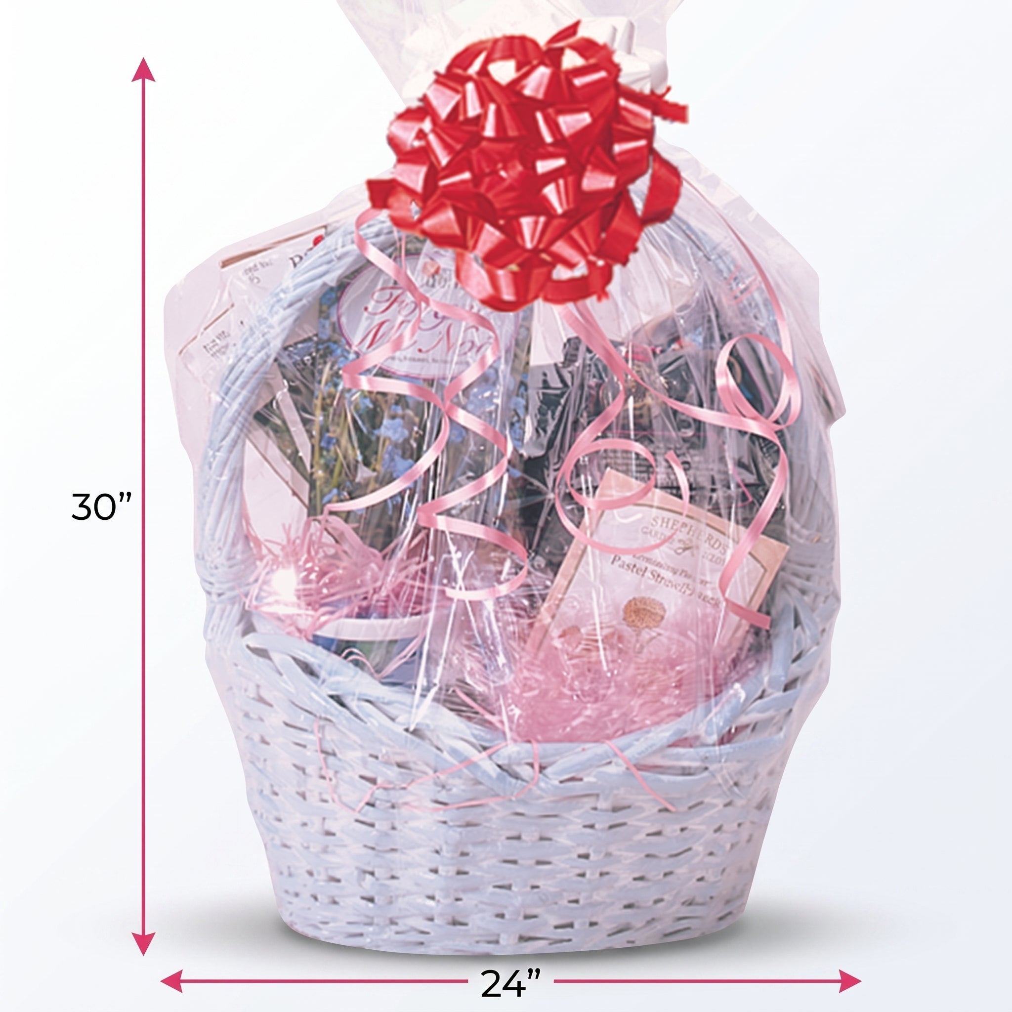Clear Cello Shrink Wrap Basket Bag - Professional Gift Presentation