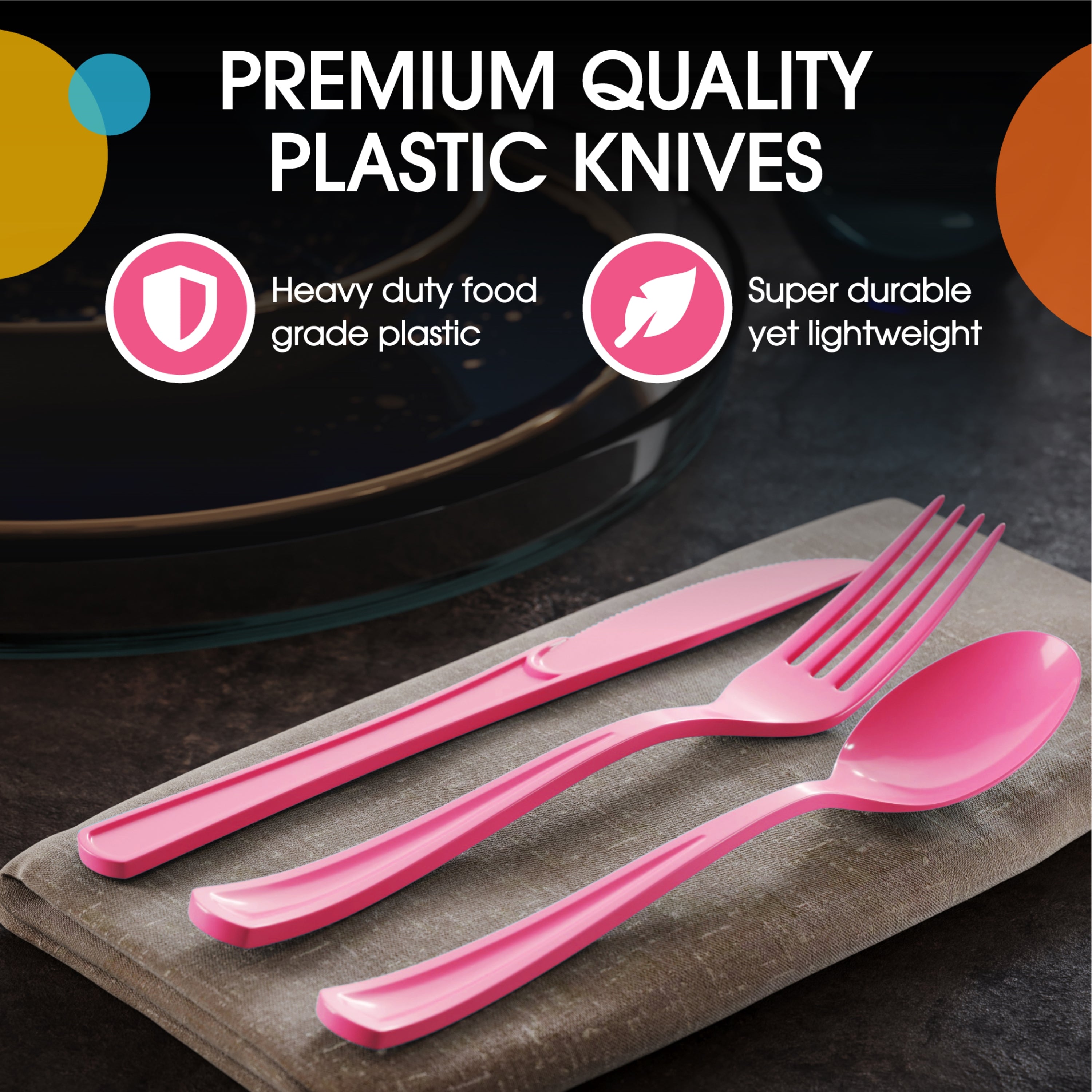 Heavy Duty Cerise Plastic Knives - 50 Ct.