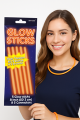 Vibrant Orange 8-Inch Glow Stick Bracelets - 5 Pack