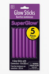 Purple Glow Stick Bracelets, 8-inch, 5-Pack