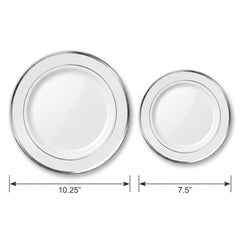 Silver Bordered Premium Plastic Plate Set - 20 Pack