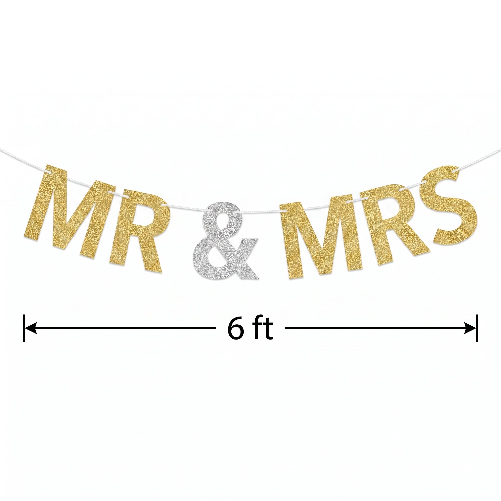 Glitter Letter Wedding Banner - "Mr & Mrs", Customizable and Elegant
