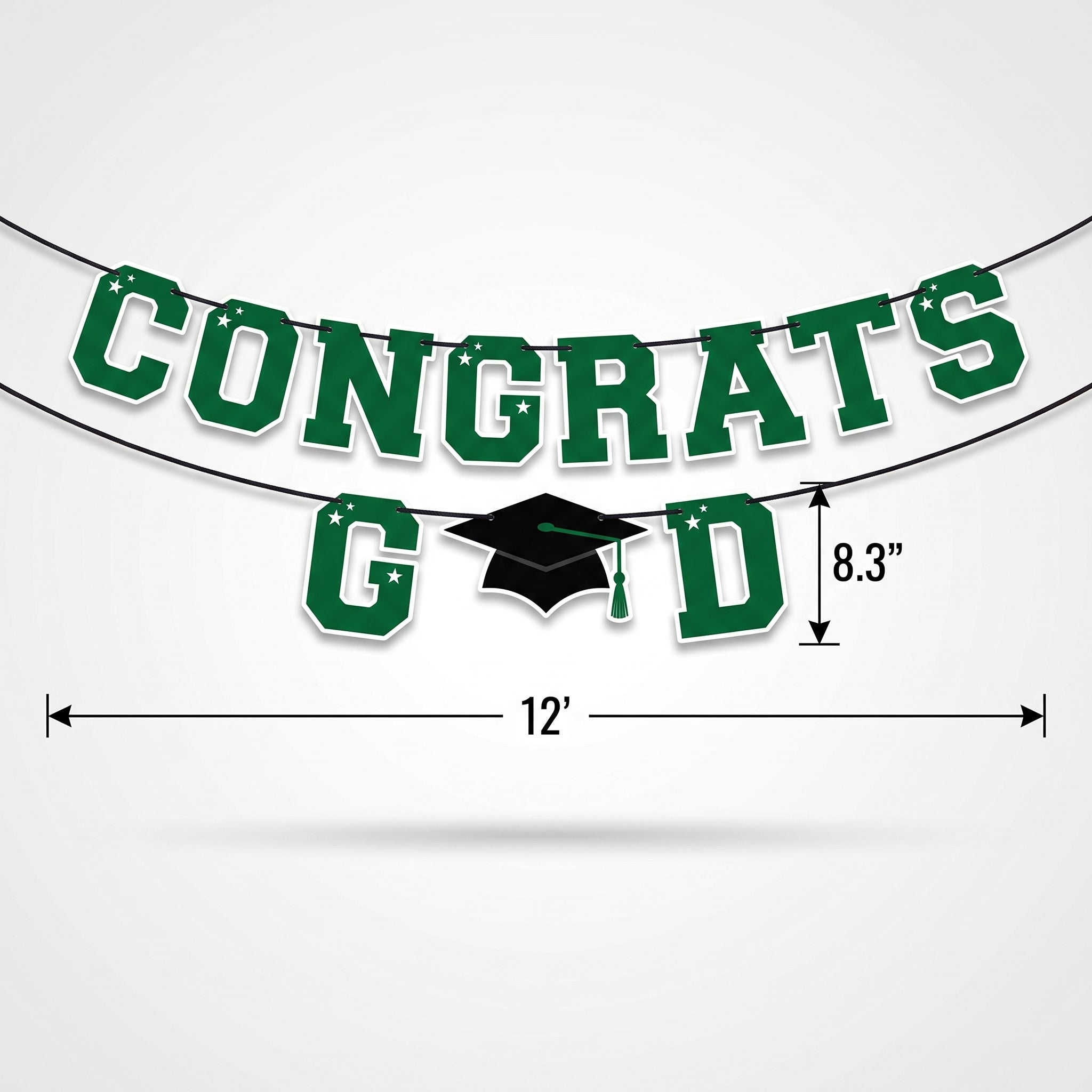 "Congrats Grad" Green Letter Banner for Graduation Celebrations