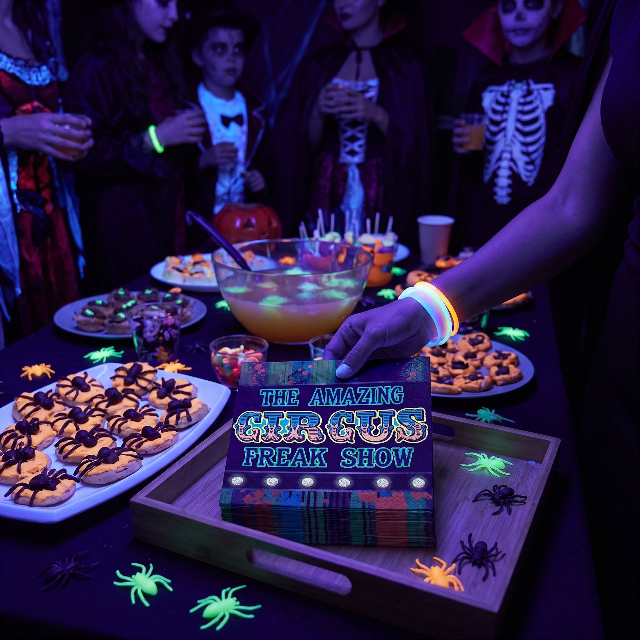 Creepy Carnival Blacklight Lunch Napkins - 6.5 In. x 6.5 In. - 40 Pack