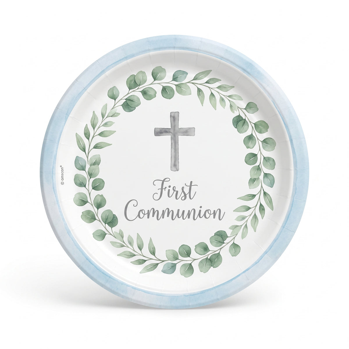First Communion Blue Paper Dinner Plates, 10-Inch, 20 Pack - 10 in.
