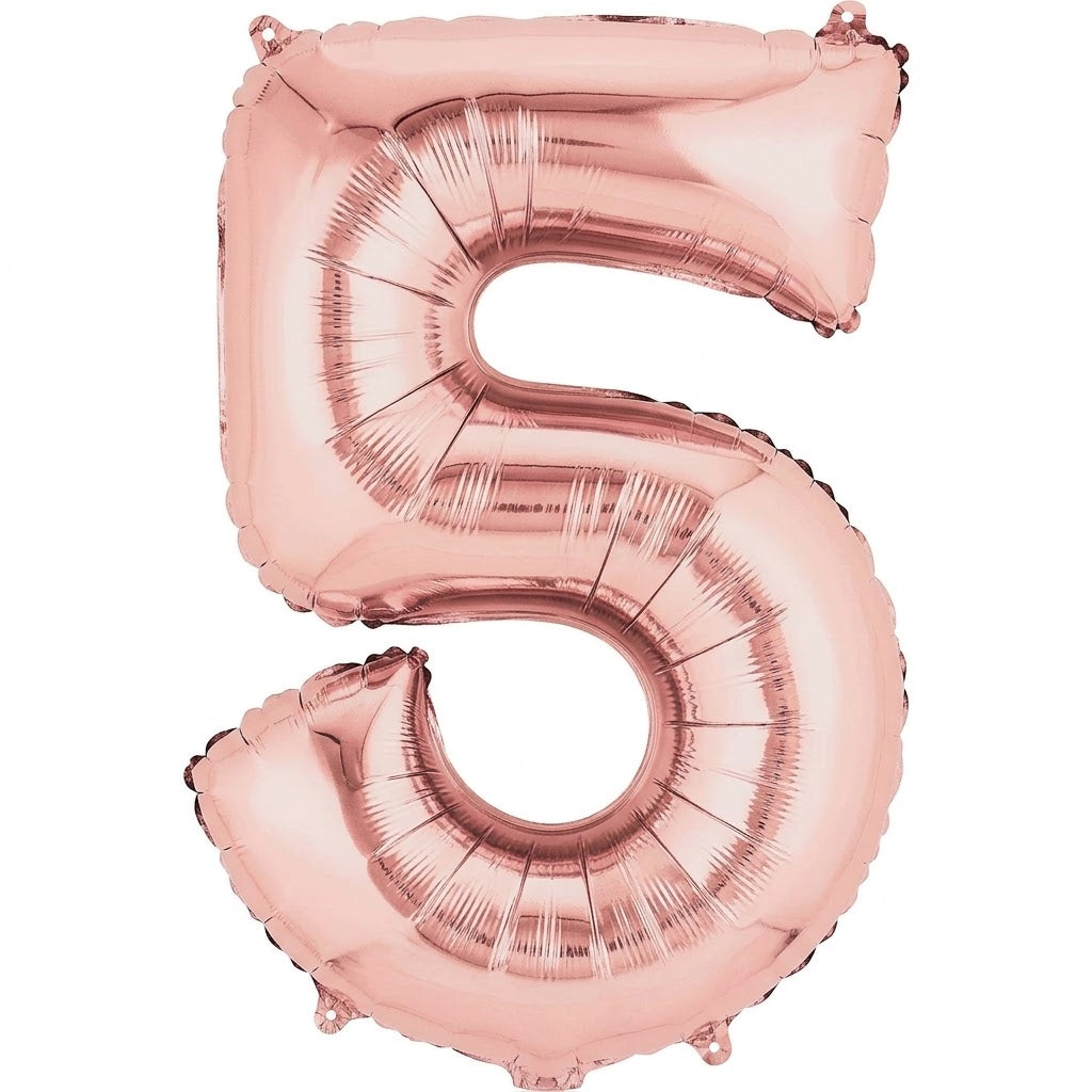 Rose Gold Number "5" SuperShape Foil Balloon | 34"