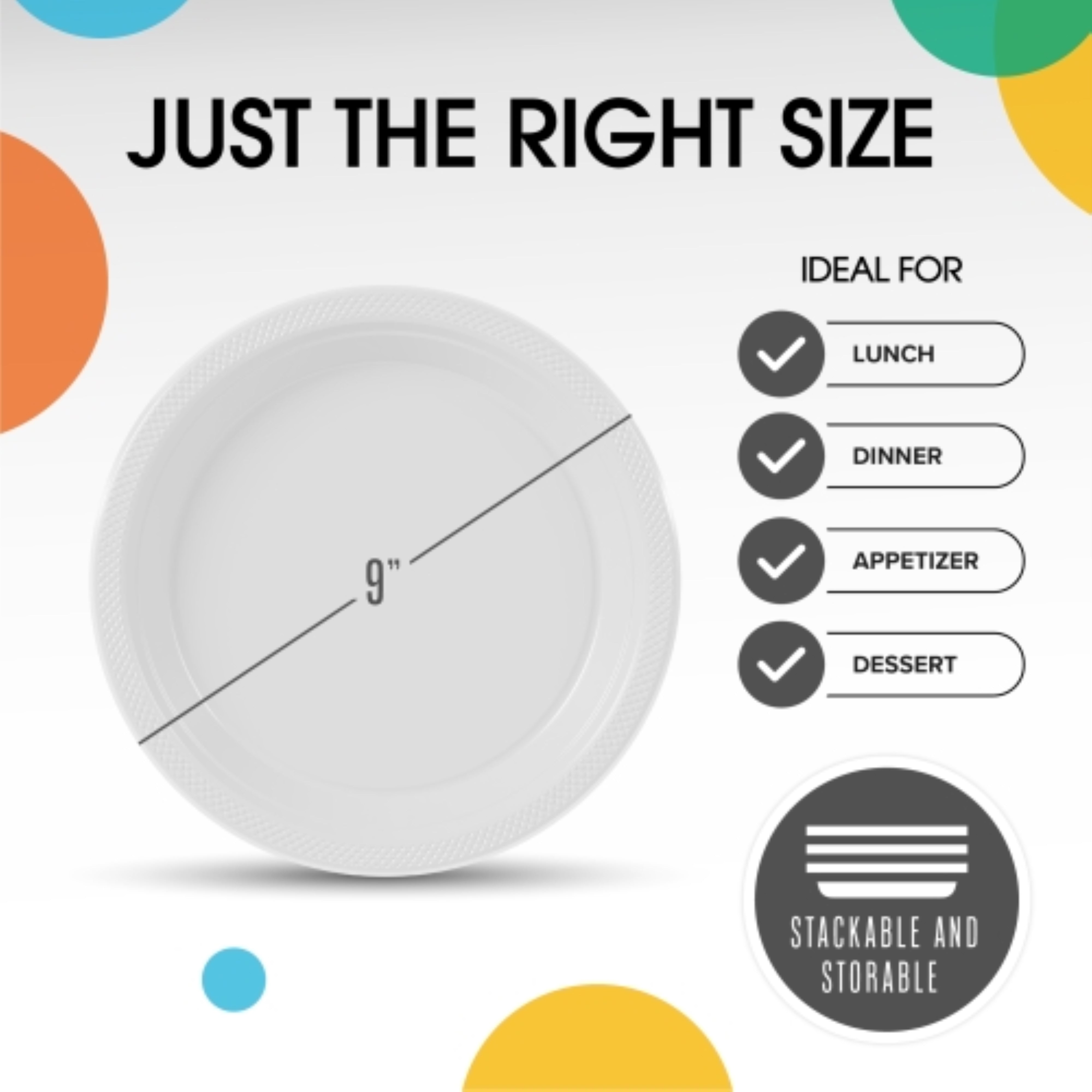 9 In. White Plastic Plates | 100 Count