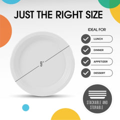 9 In. White Plastic Plates | 100 Count