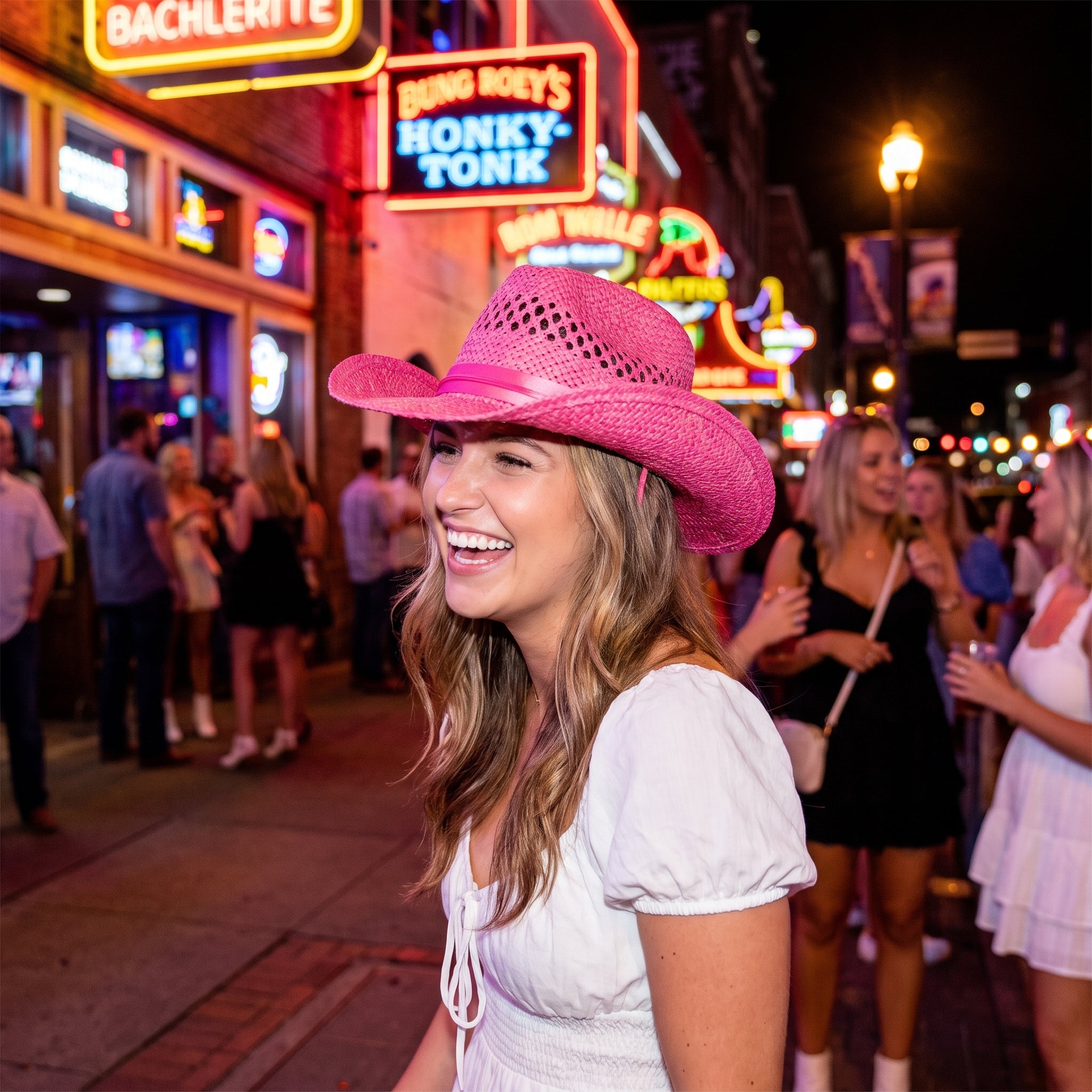 Bright Pink Straw Cowboy Hat - Costume Accessory for Any Event