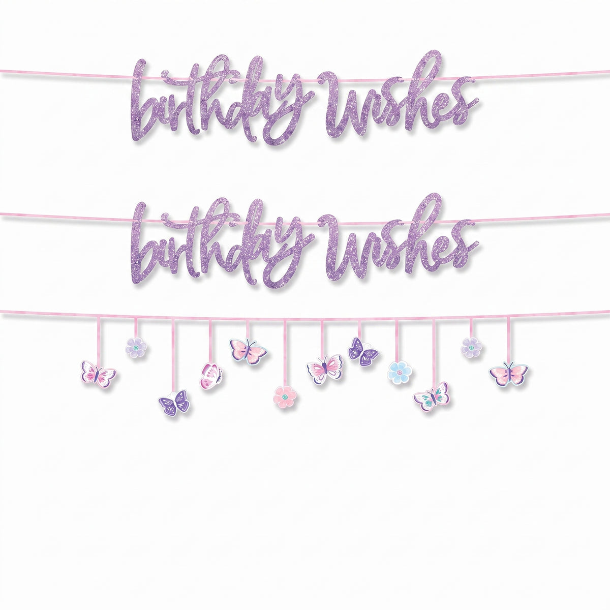 Butterfly Flutter "Birthday Wishes" Double Banner Decoration
