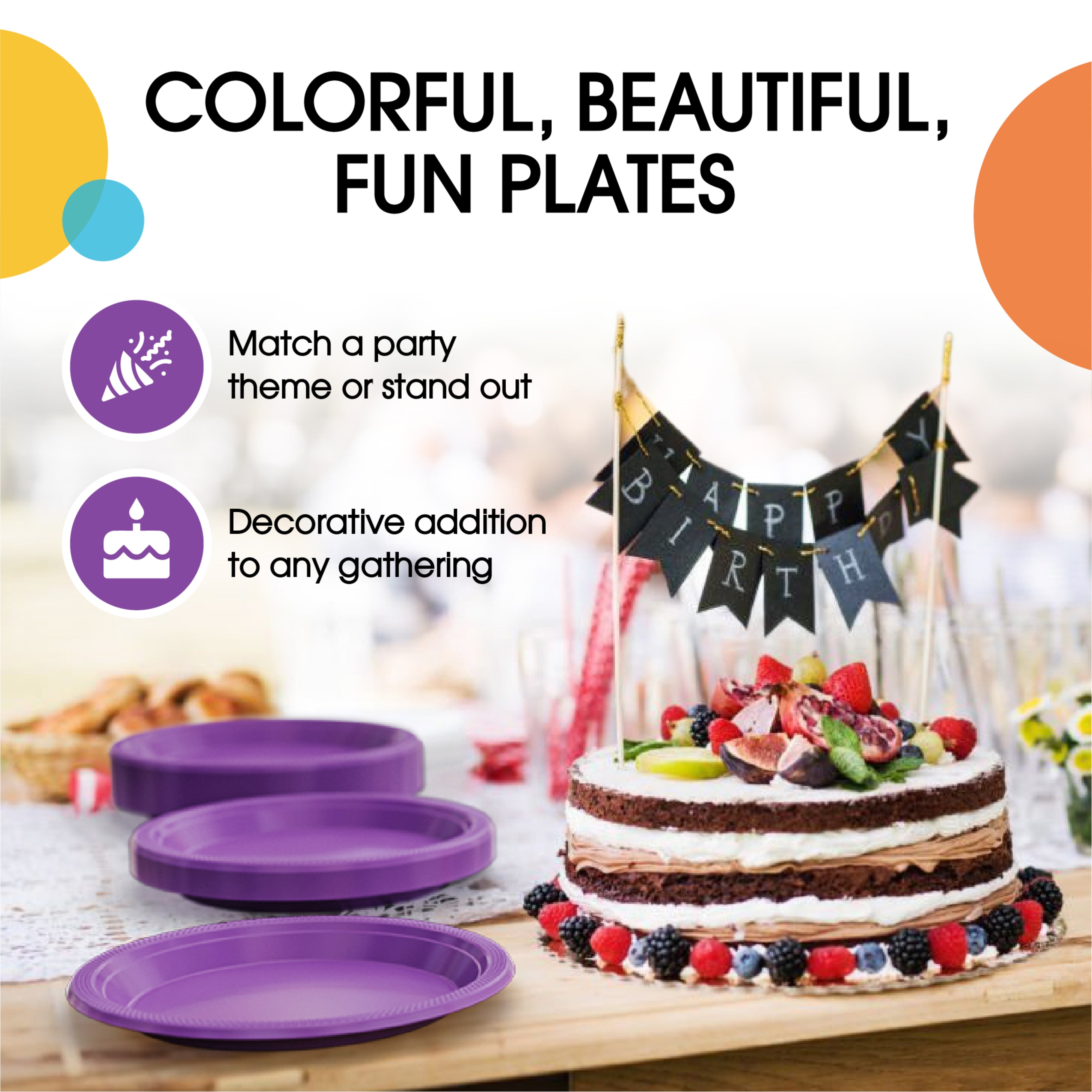 7 In. Purple Plastic Plates | 50 Count