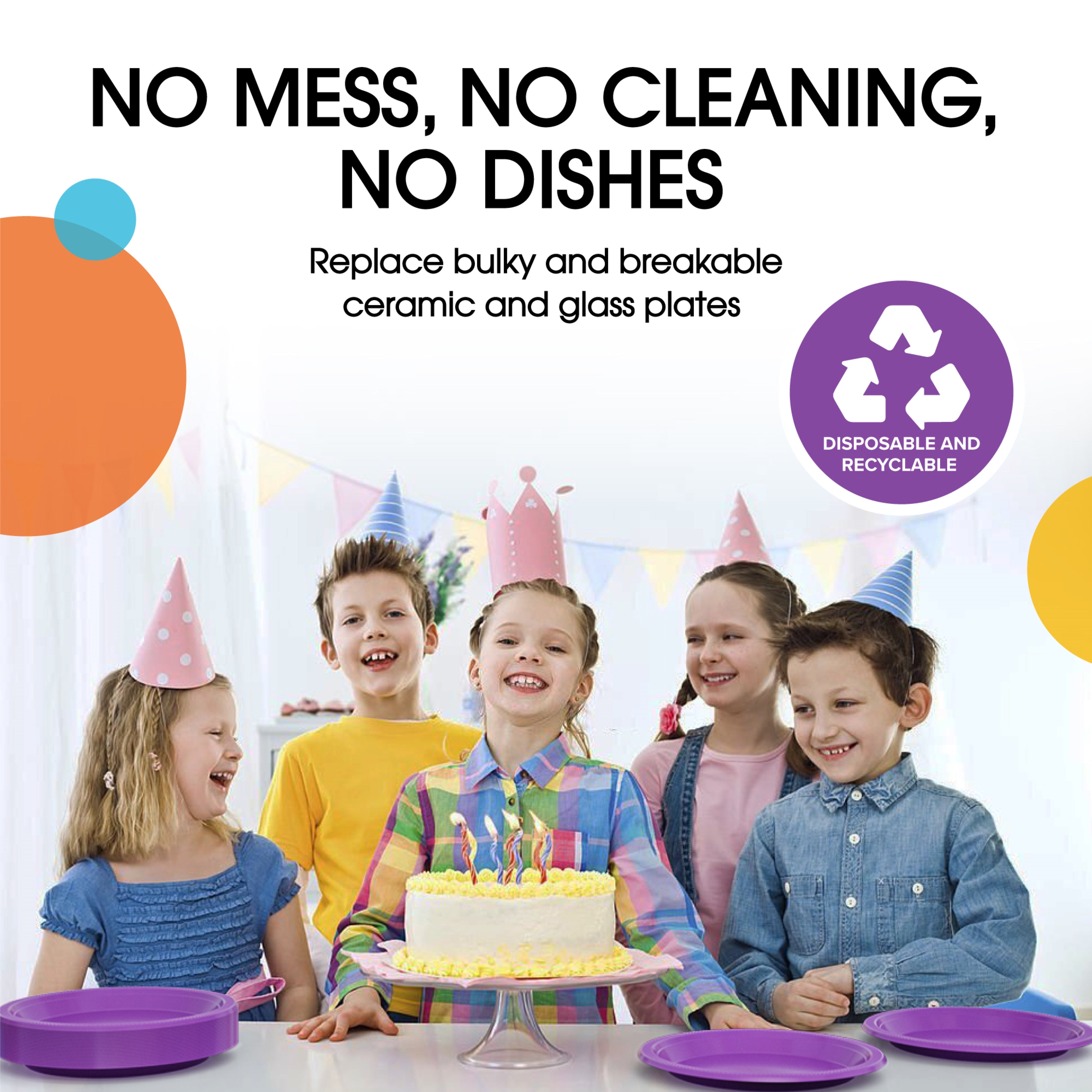 7 In. Purple Plastic Plates | 50 Count