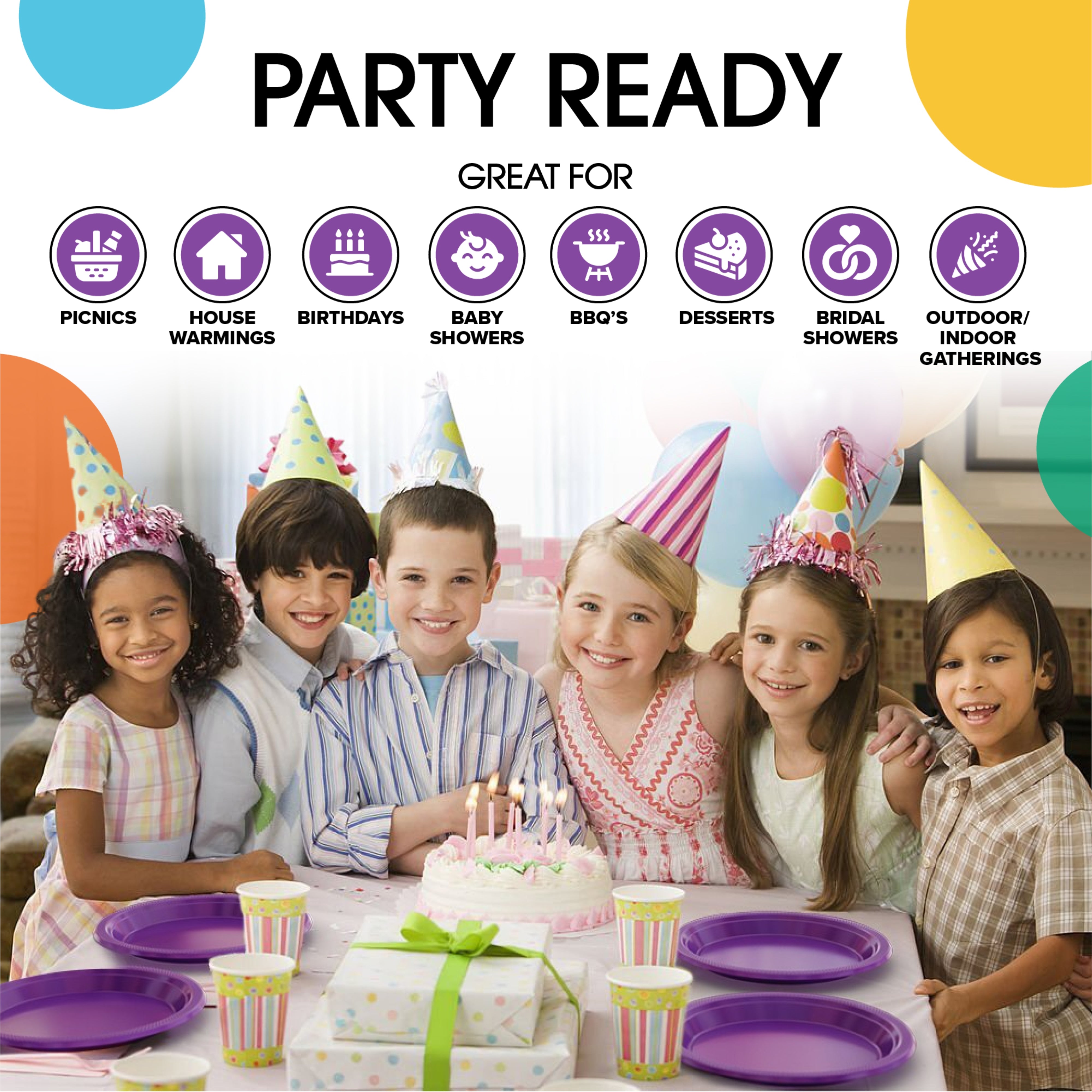 7 In. Purple Plastic Plates | 50 Count
