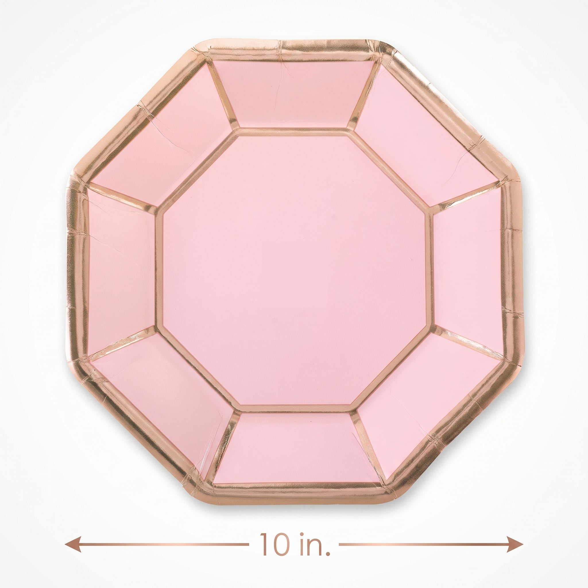 Metallic Blush Octagonal Dinner Plates, 10-Inch, 8-Pack