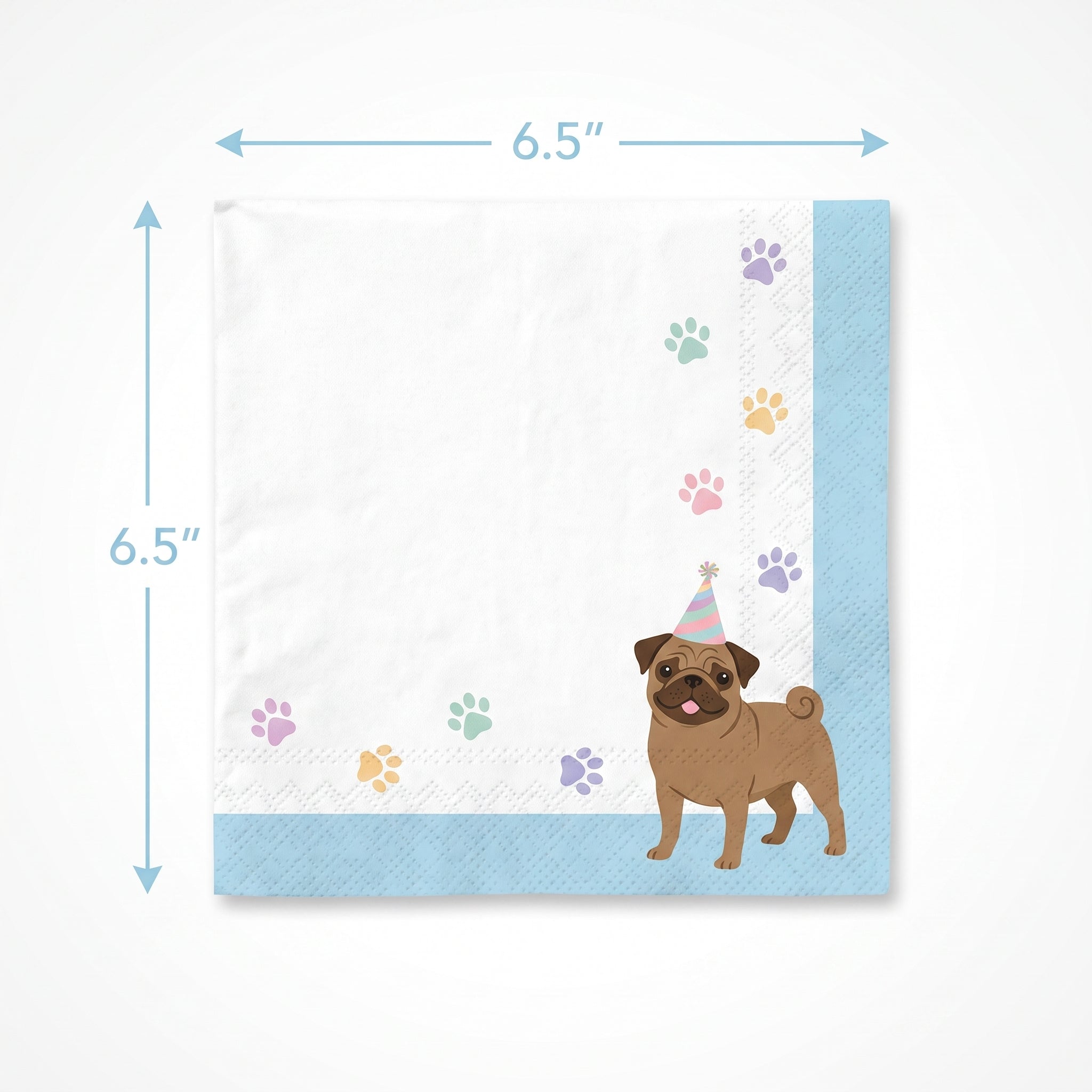 Playful Pug Party Lunch Napkins - 6.5 In. x 6.5 In.