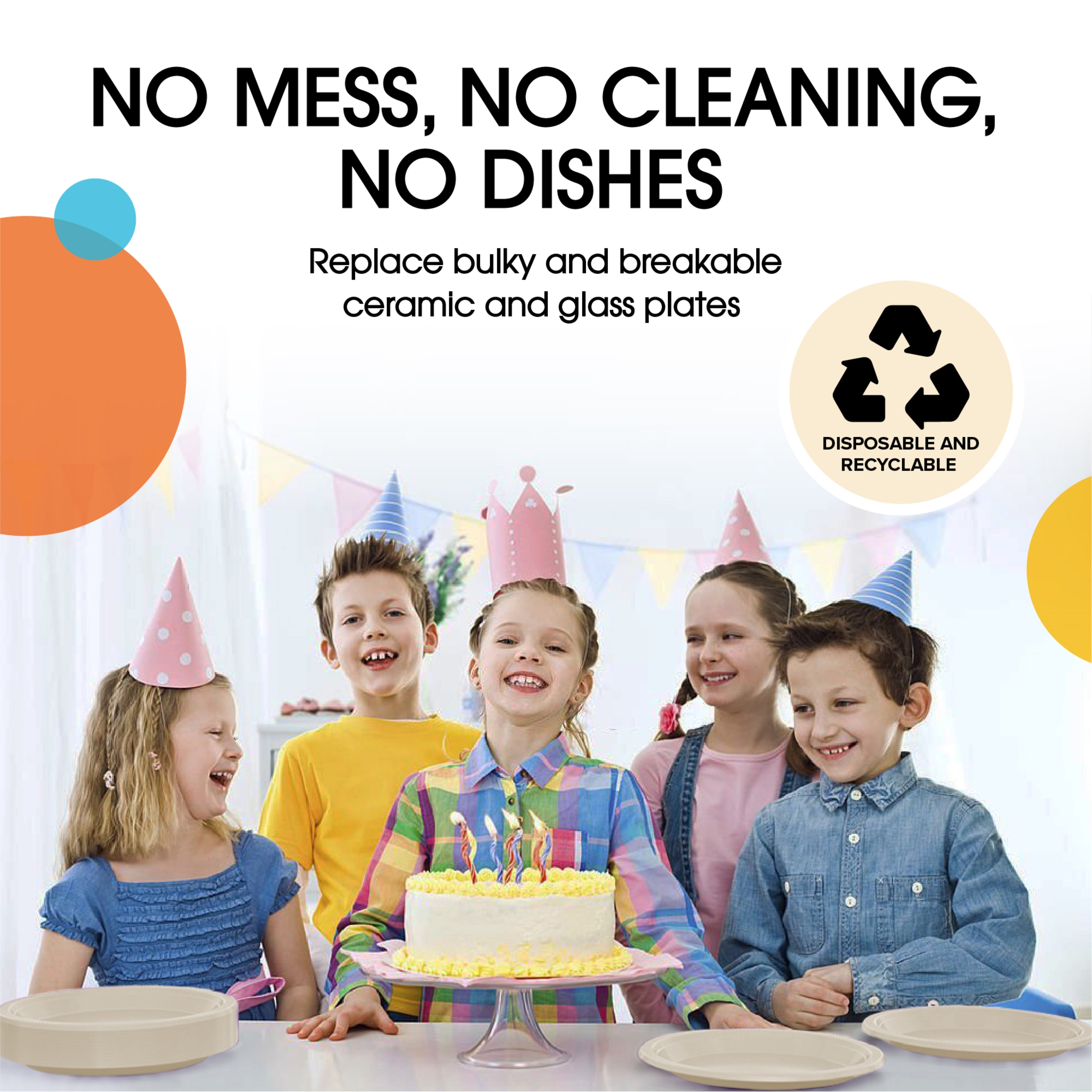 7 In. Ivory Plastic Plates | 100 Count