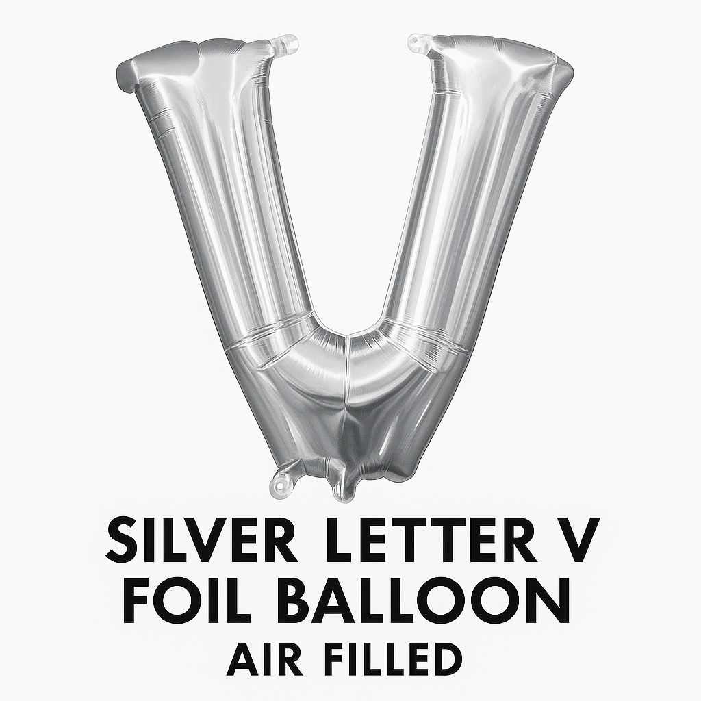 Silver Letter V Foil Balloon - Air Filled