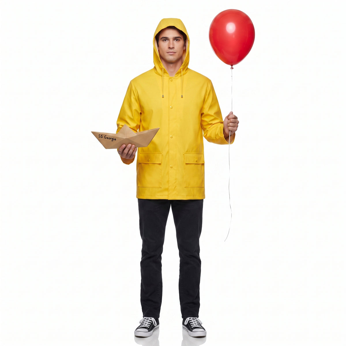 Adult Georgie Raincoat Costume Set from IT Movie