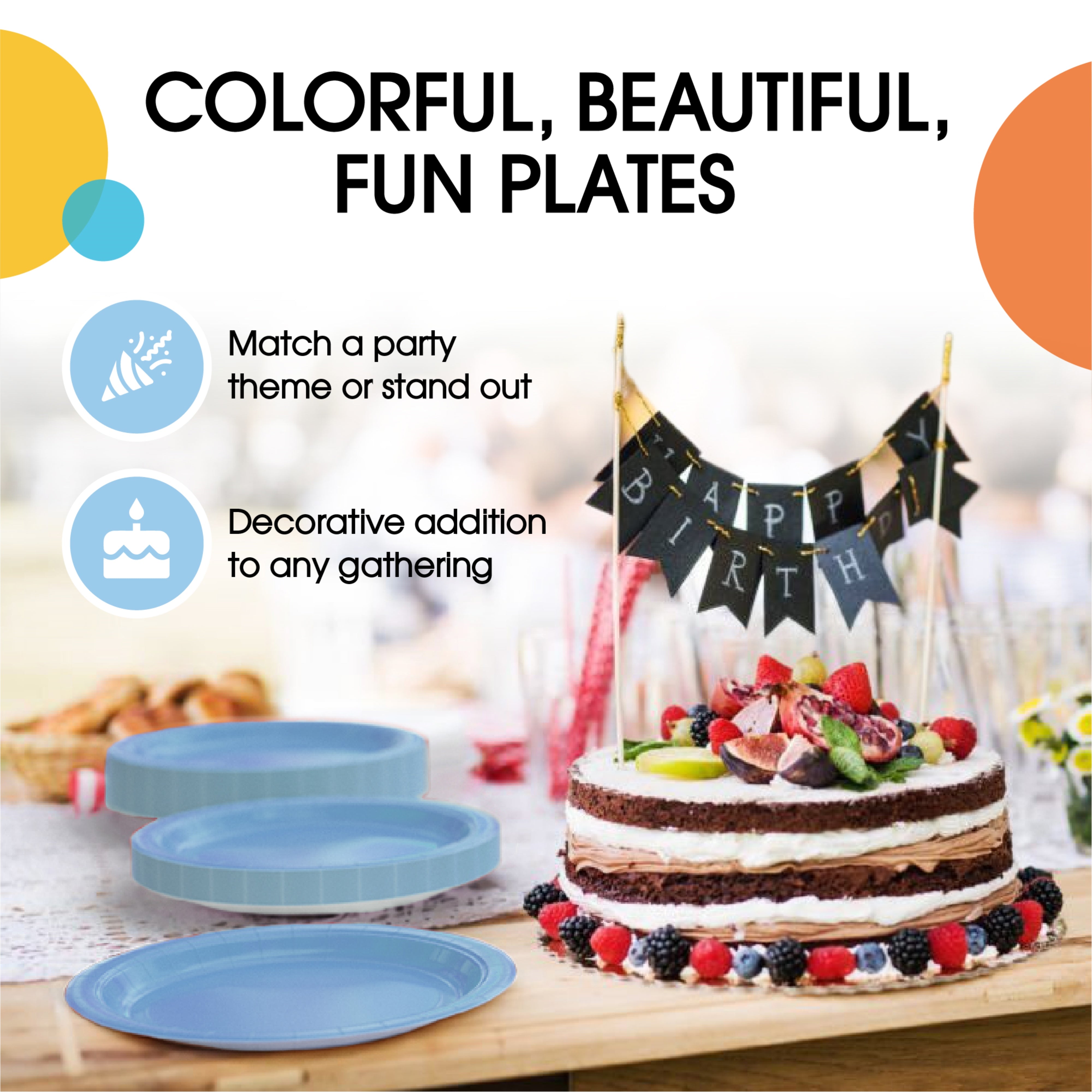 9 & 7 Inch. Light Blue Paper Plates Combo - 200 Pack (100 of each)