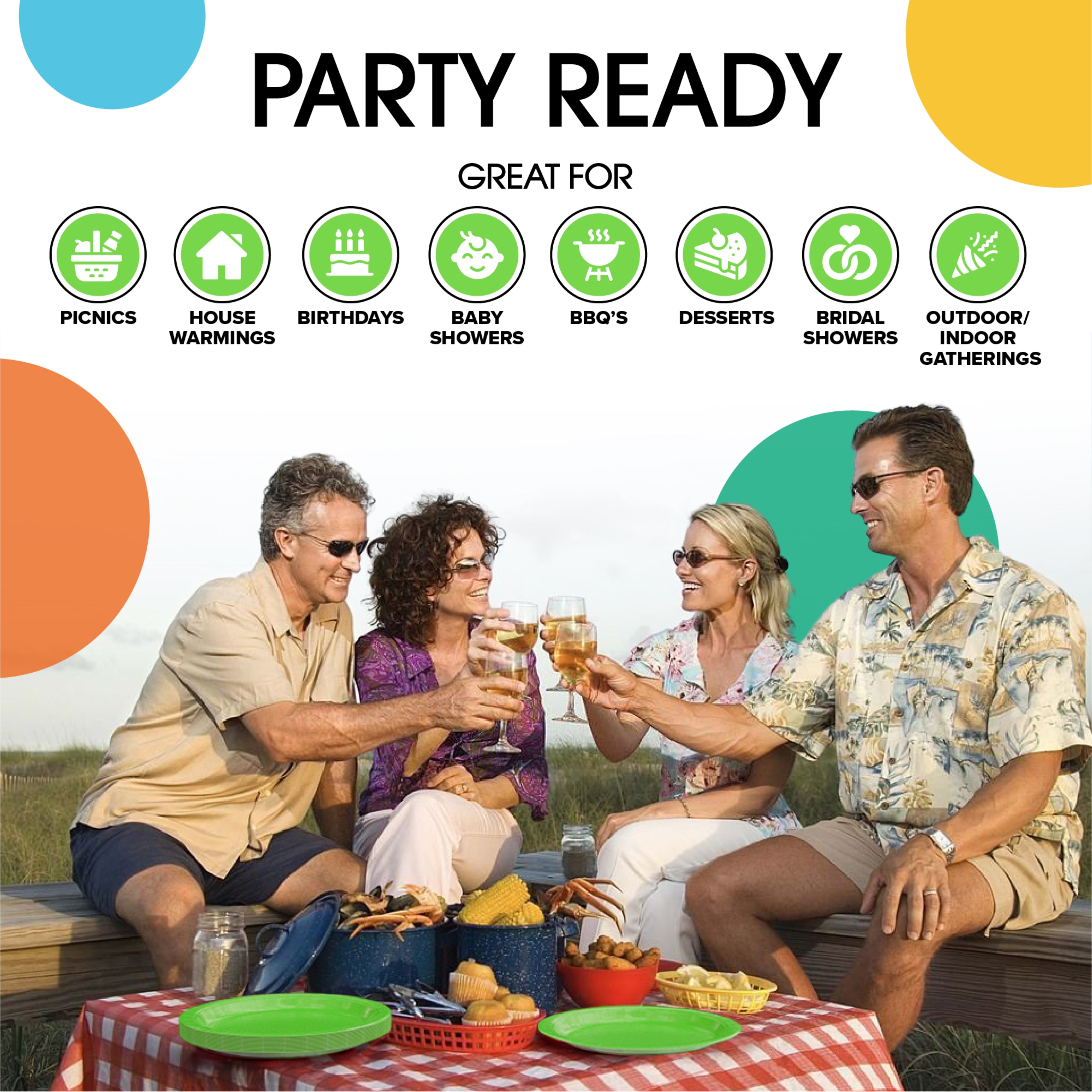 9 & 7 Inch. Lime Green Paper Plates Combo - 200 Pack (100 of each)