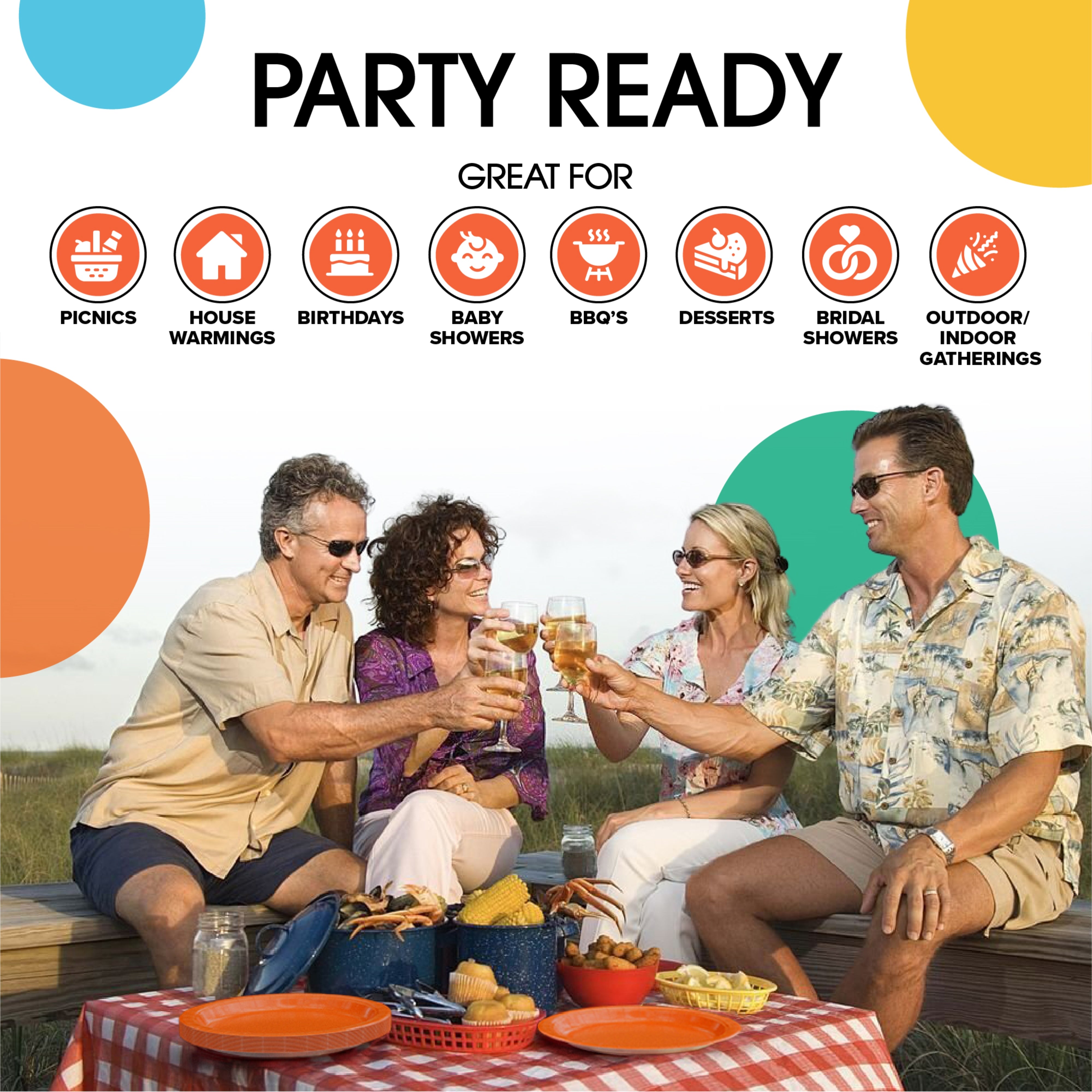 9 & 7 Inch. Orange Paper Plates Combo - 200 Pack (100 of each)