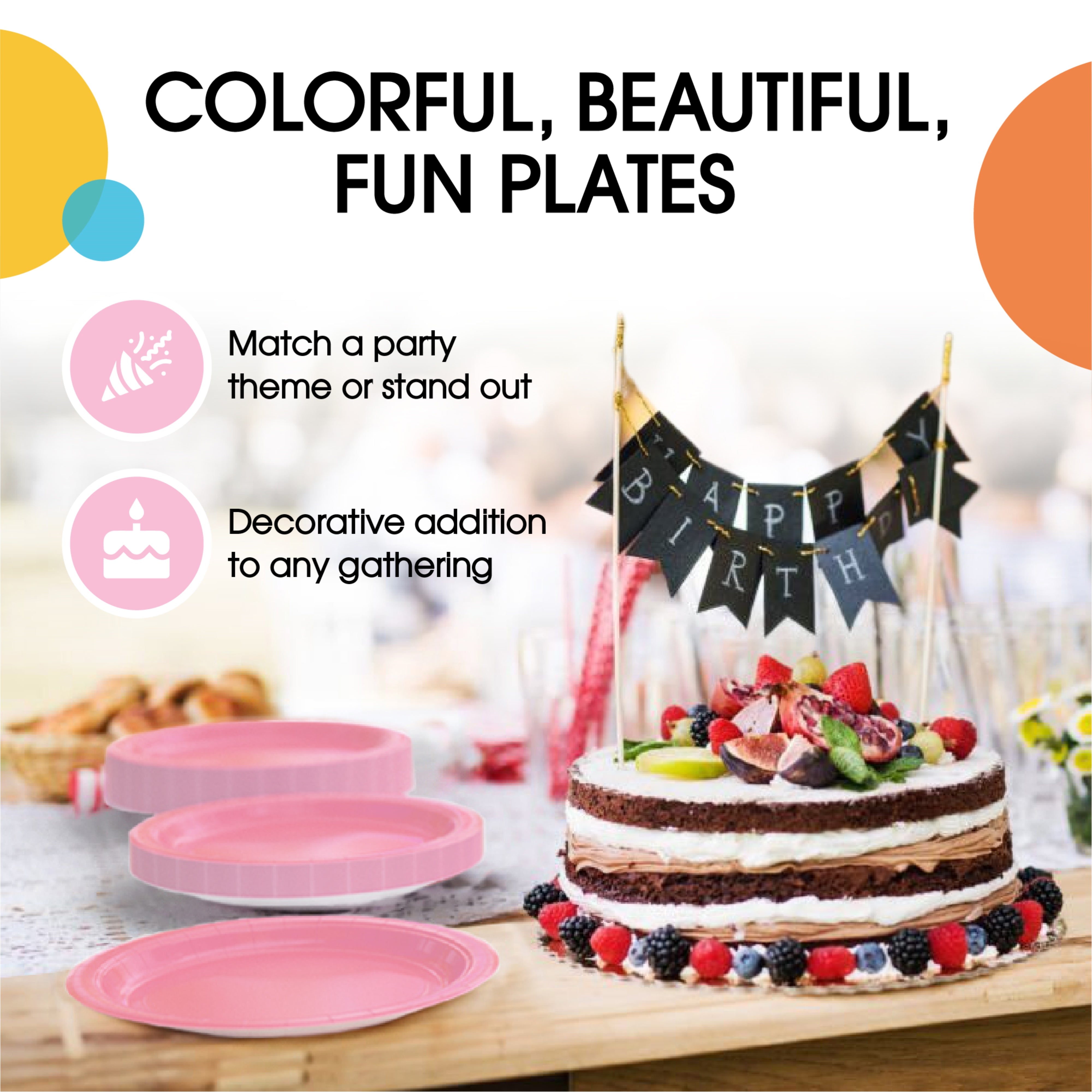 9 & 7 Inch. Pink Paper Plates Combo - 200 Pack (100 of each)