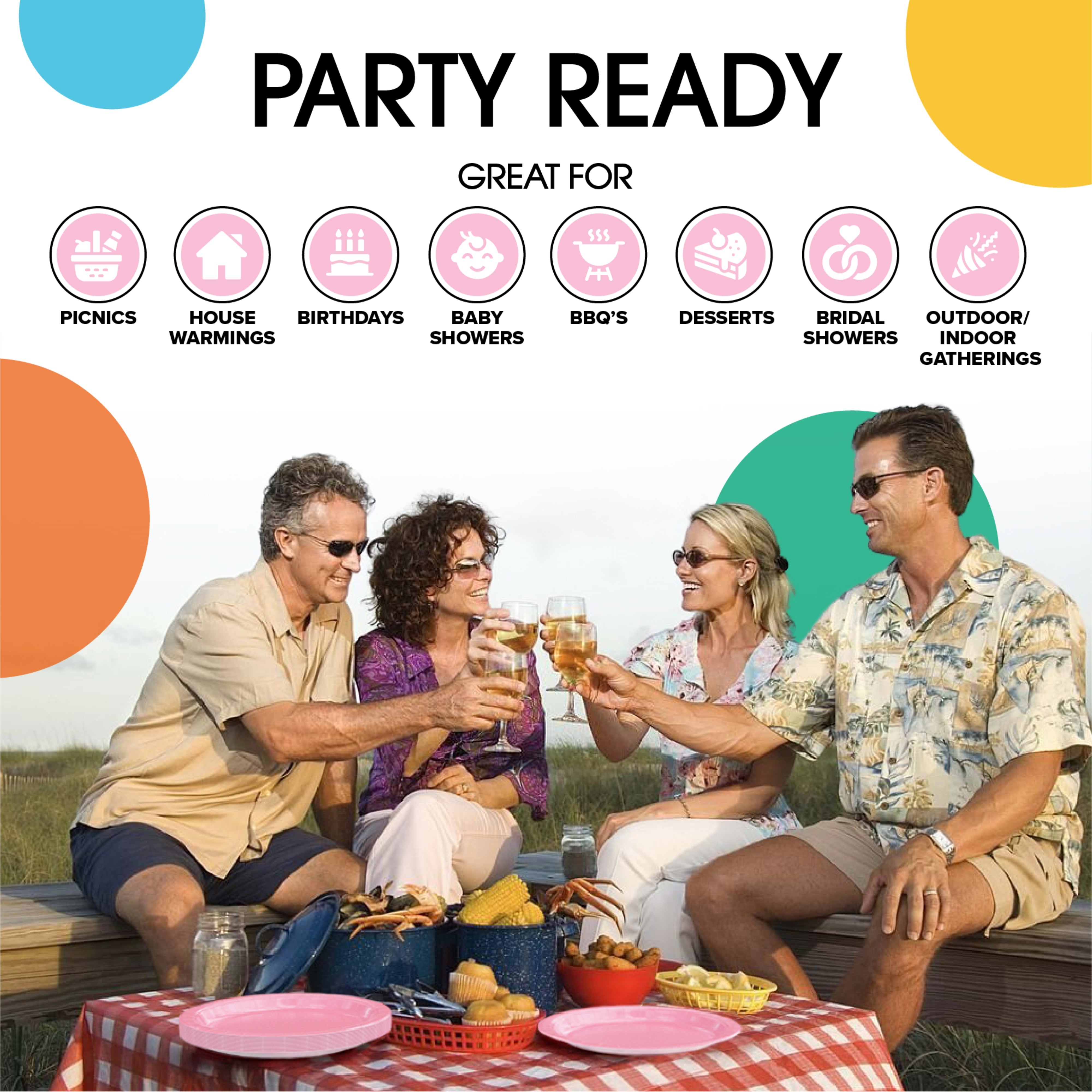 9 & 7 Inch. Pink Paper Plates Combo - 200 Pack (100 of each)