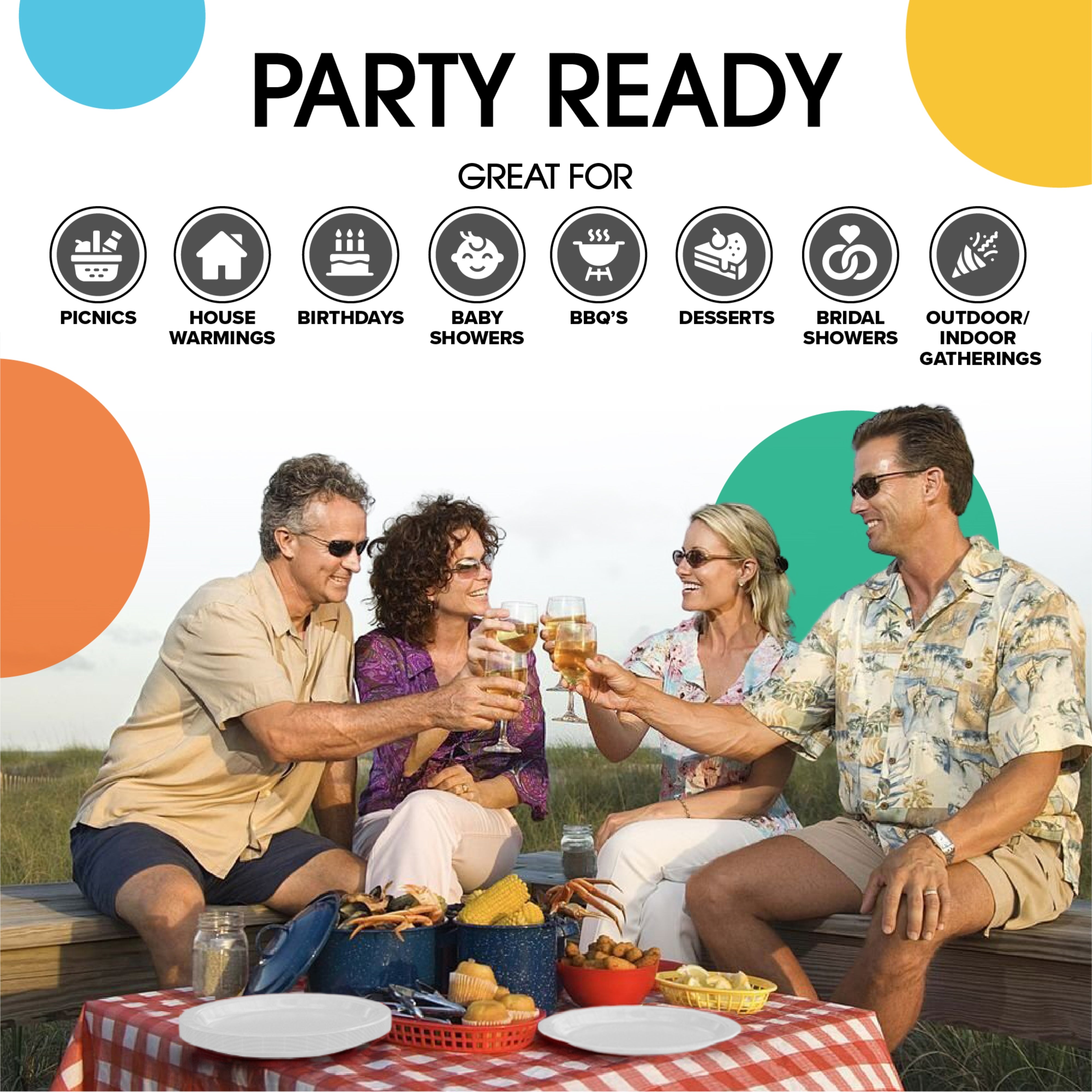 9 & 7 Inch. White Paper Plates Combo - 200 Pack (100 of each)