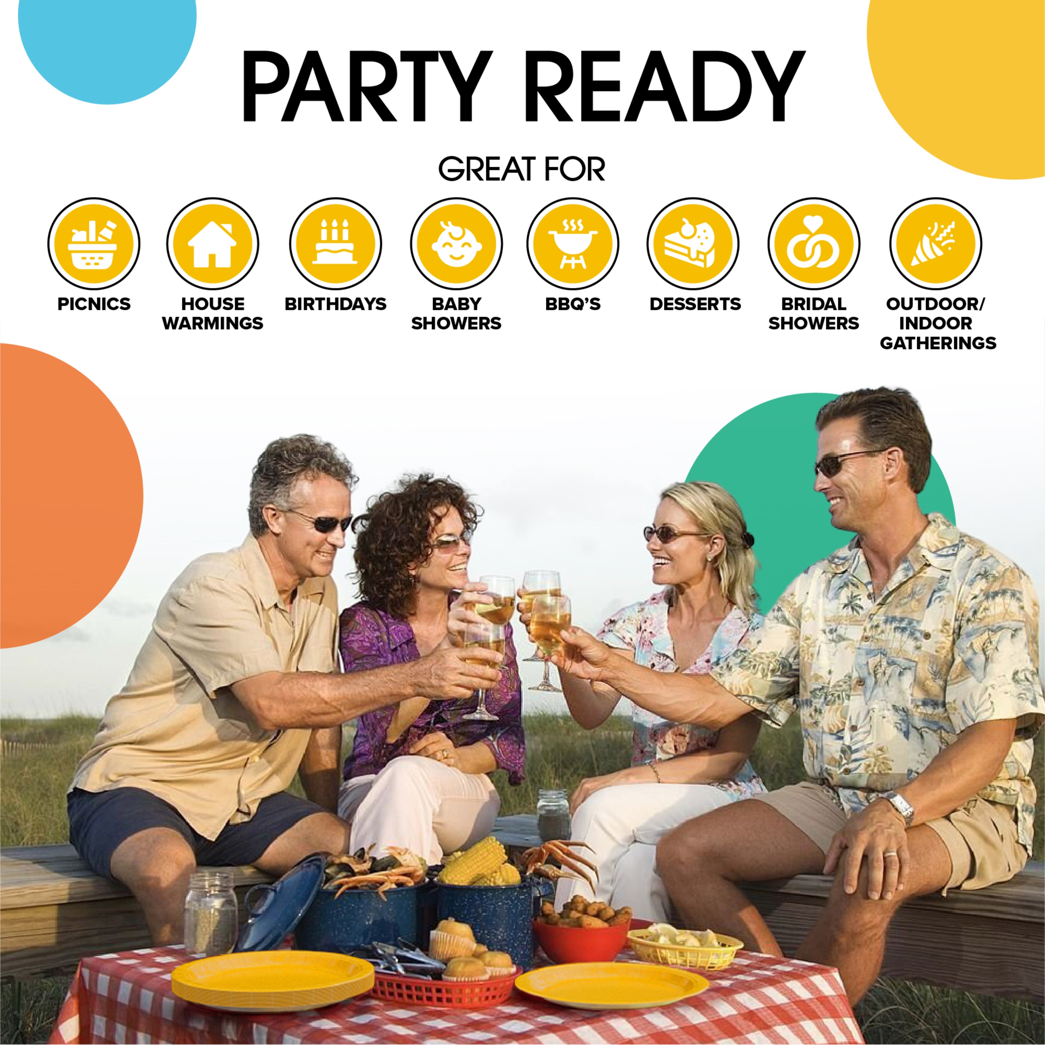 9 & 7 Inch. Yellow Paper Plates Combo - 200 Pack (100 of each)