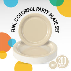9 & 7 Inch. Ivory Paper Plates Combo - 200 Pack (100 of each)