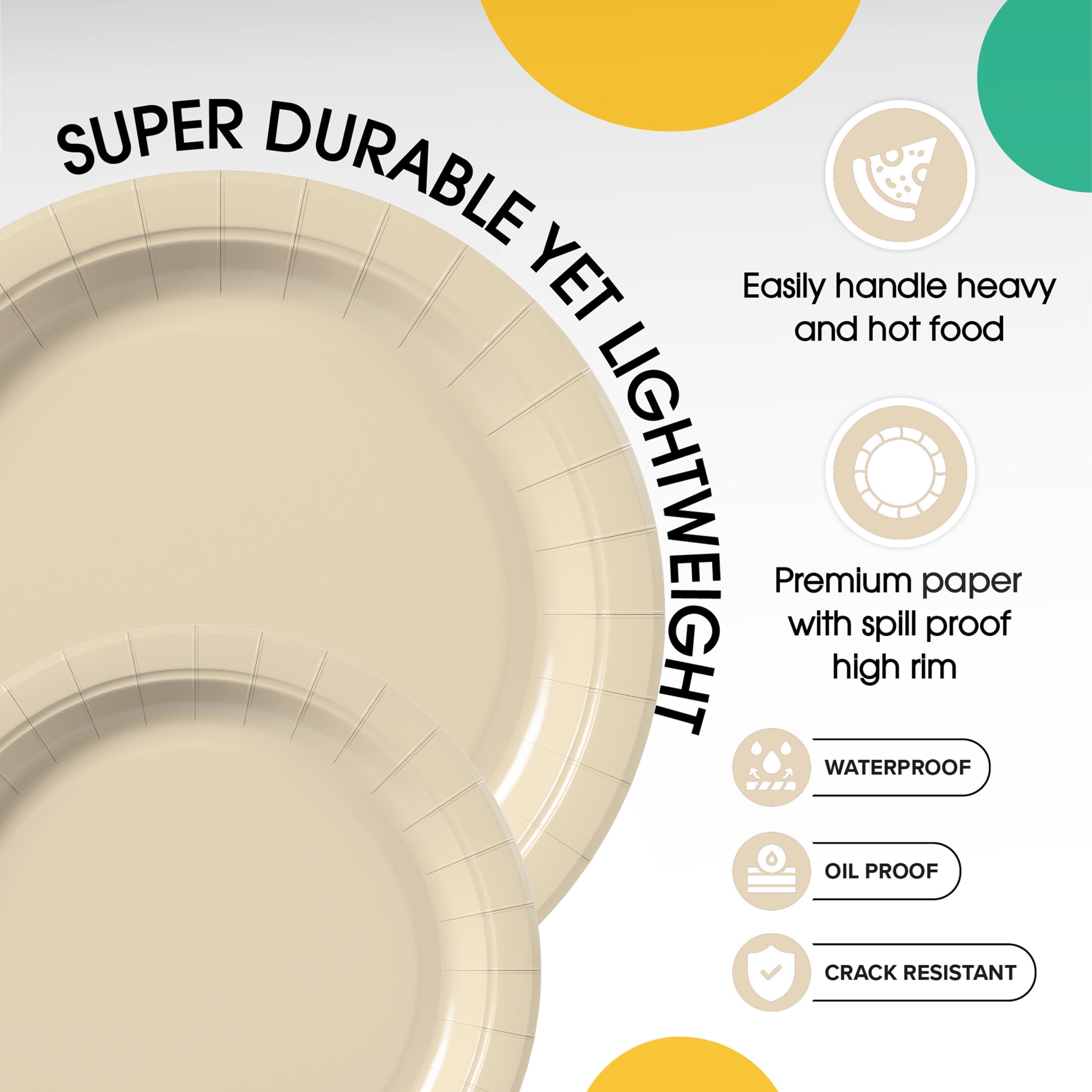 9 & 7 Inch. Ivory Paper Plates Combo - 200 Pack (100 of each)