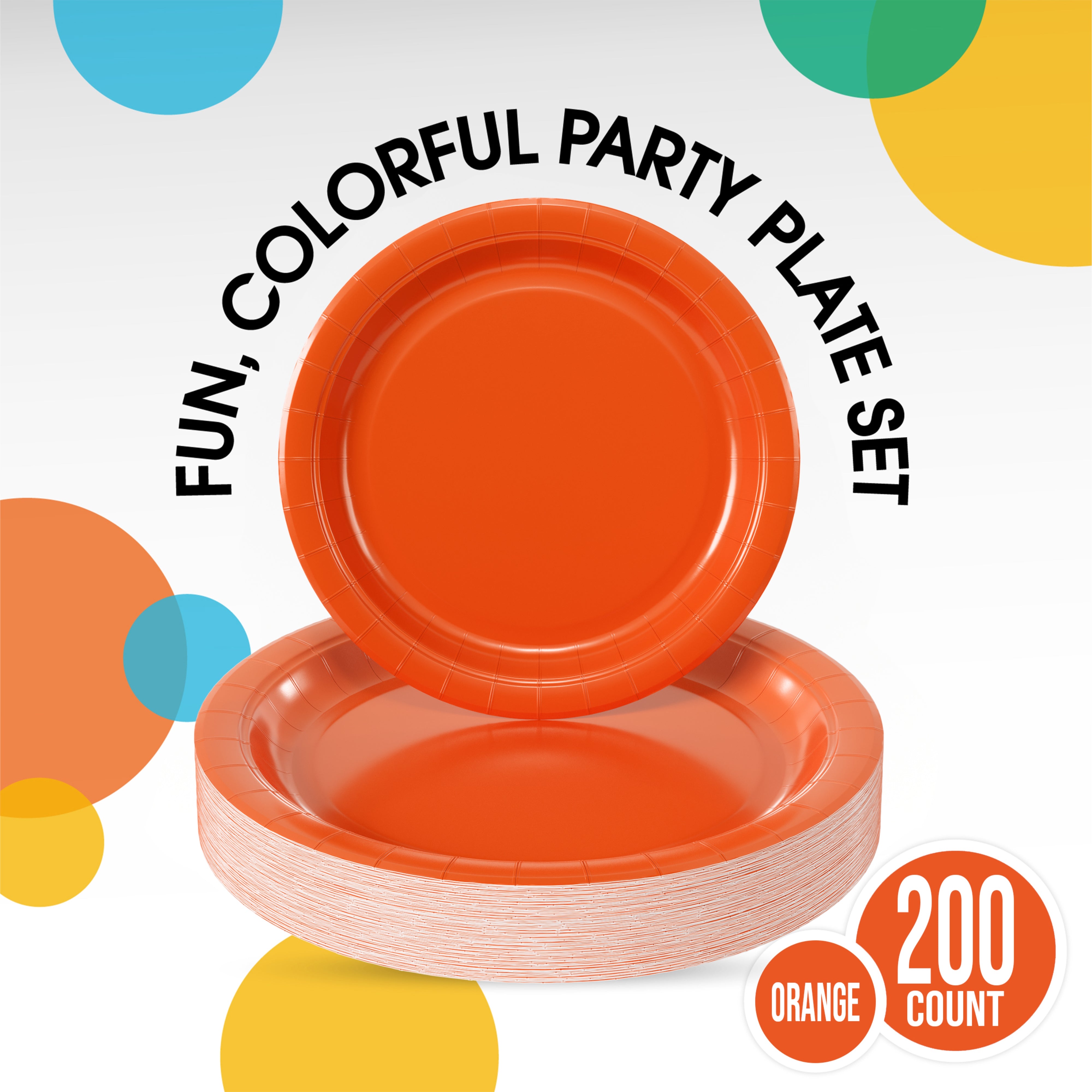 9 & 7 Inch. Orange Paper Plates Combo - 200 Pack (100 of each)
