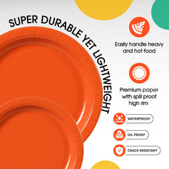 9 & 7 Inch. Orange Paper Plates Combo - 200 Pack (100 of each)