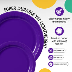 9 & 7 Inch. Purple Paper Plates Combo - 200 Pack (100 of each)