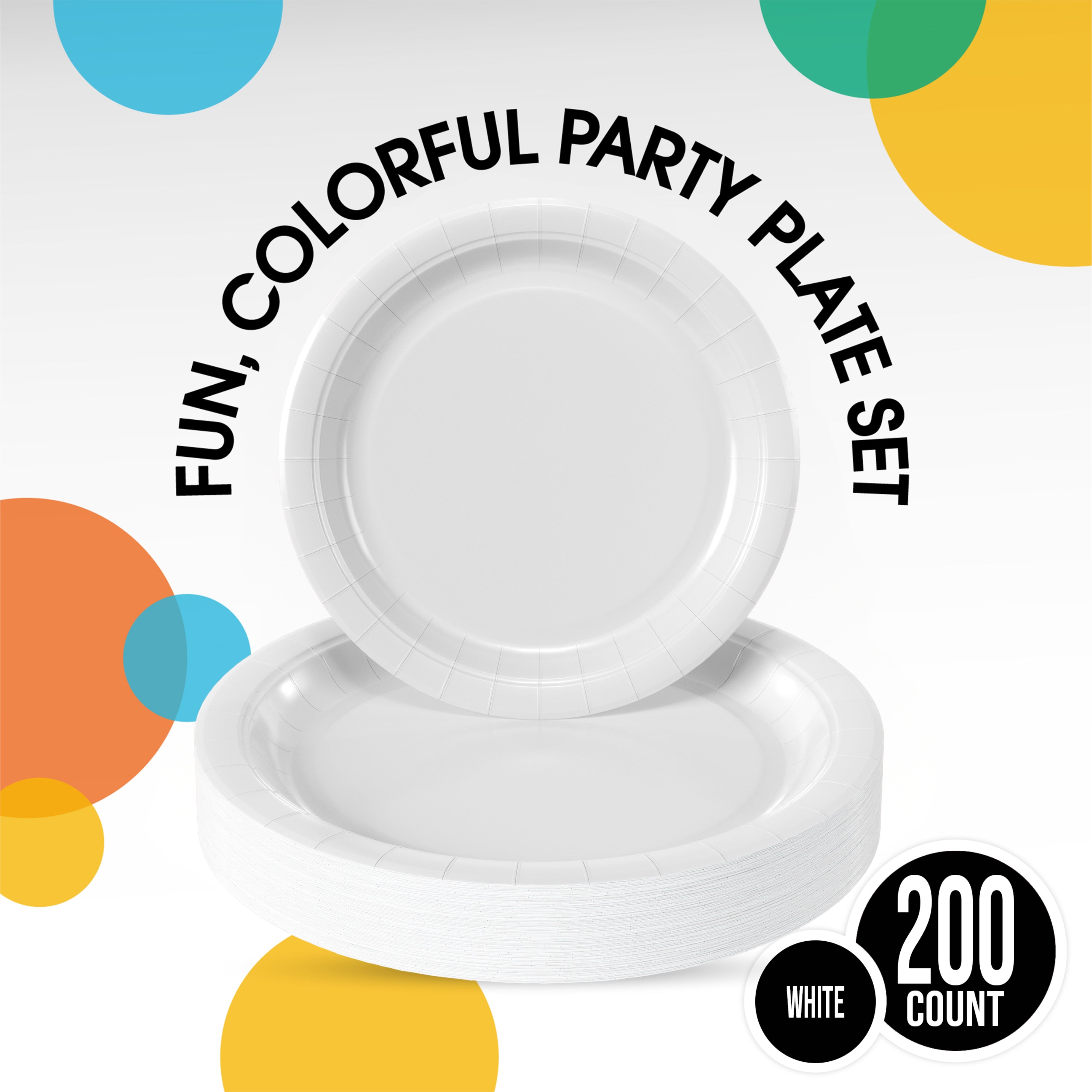9 & 7 Inch. White Paper Plates Combo - 200 Pack (100 of each)