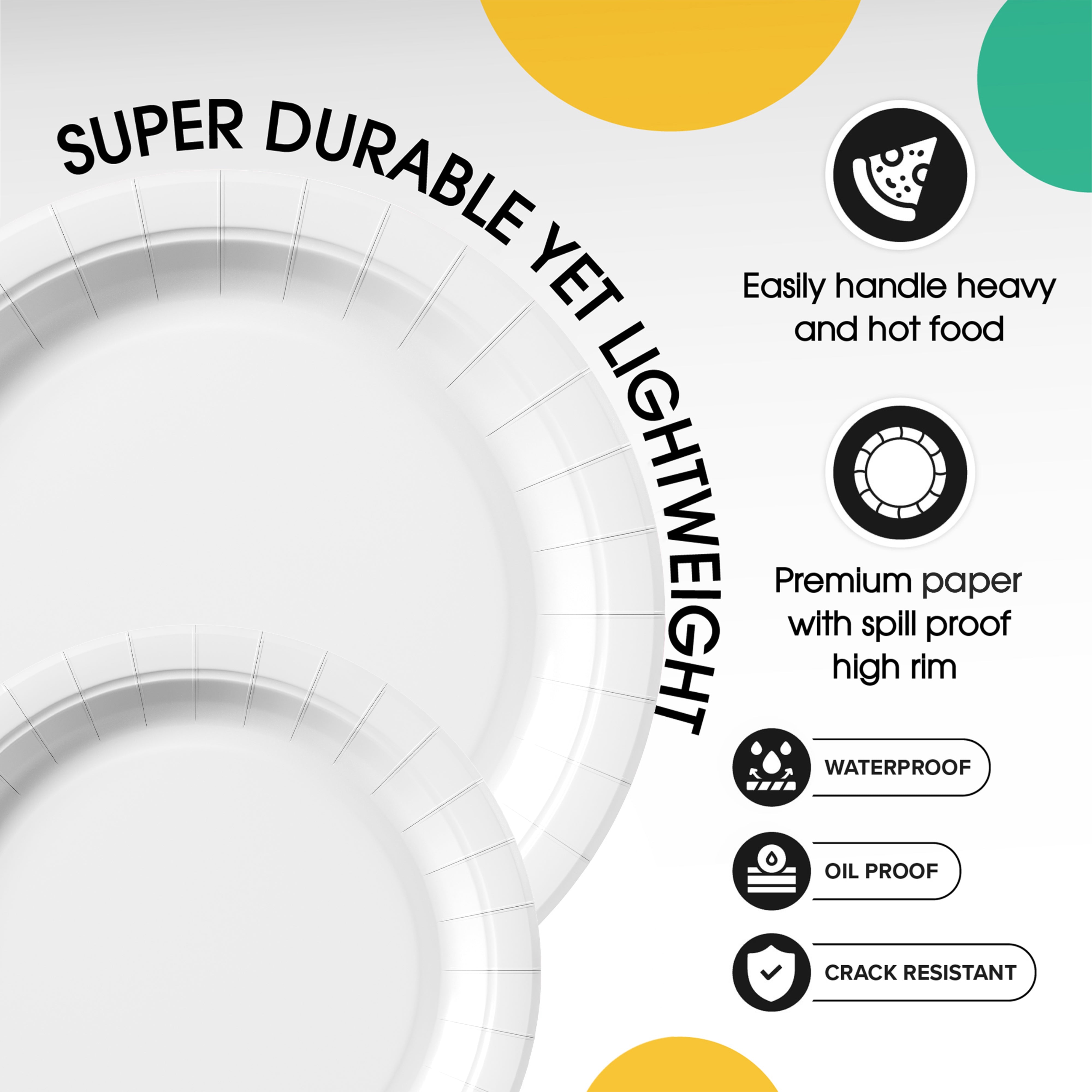 9 & 7 Inch. White Paper Plates Combo - 200 Pack (100 of each)