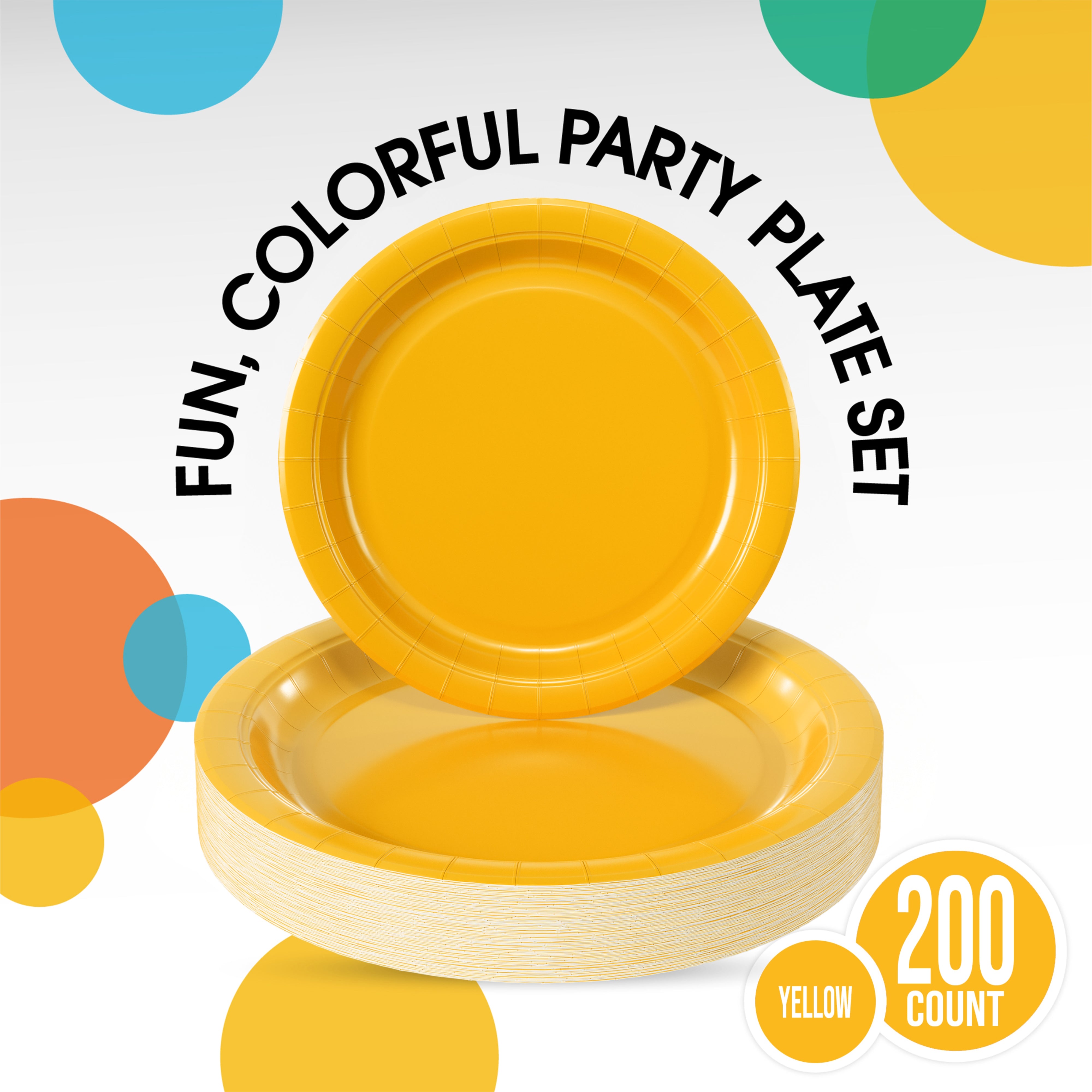 9 & 7 Inch. Yellow Paper Plates Combo - 200 Pack (100 of each)