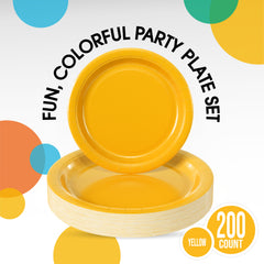 9 & 7 Inch. Yellow Paper Plates Combo - 200 Pack (100 of each)