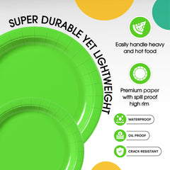 9 & 7 Inch. Lime Green Paper Plates Combo - 200 Pack (100 of each)