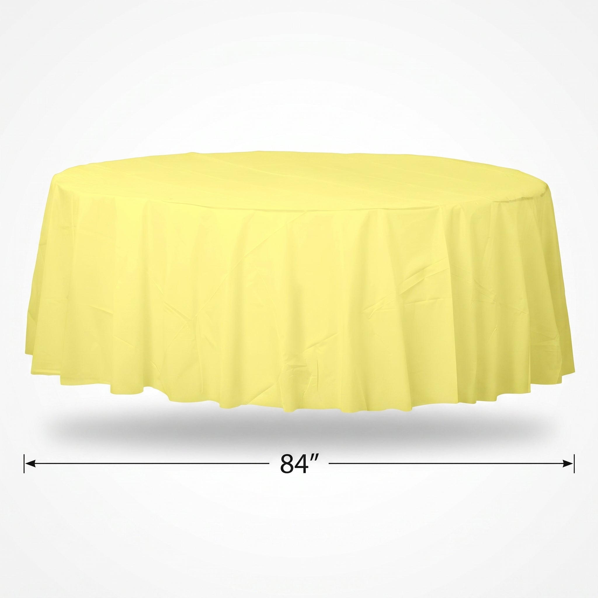 Light Yellow Round Plastic Table Cover - 84"