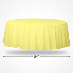 Light Yellow Round Plastic Table Cover - 84"