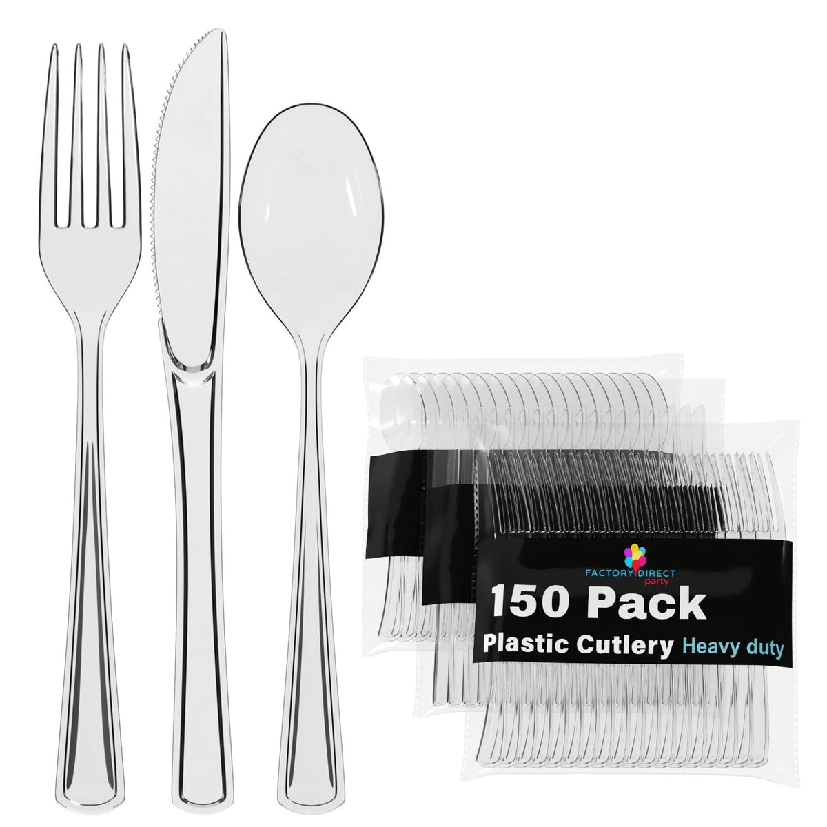 150 Pc. Clear Plastic Cutlery Combo Set