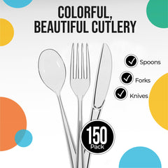 150 Pc. Clear Plastic Cutlery Combo Set