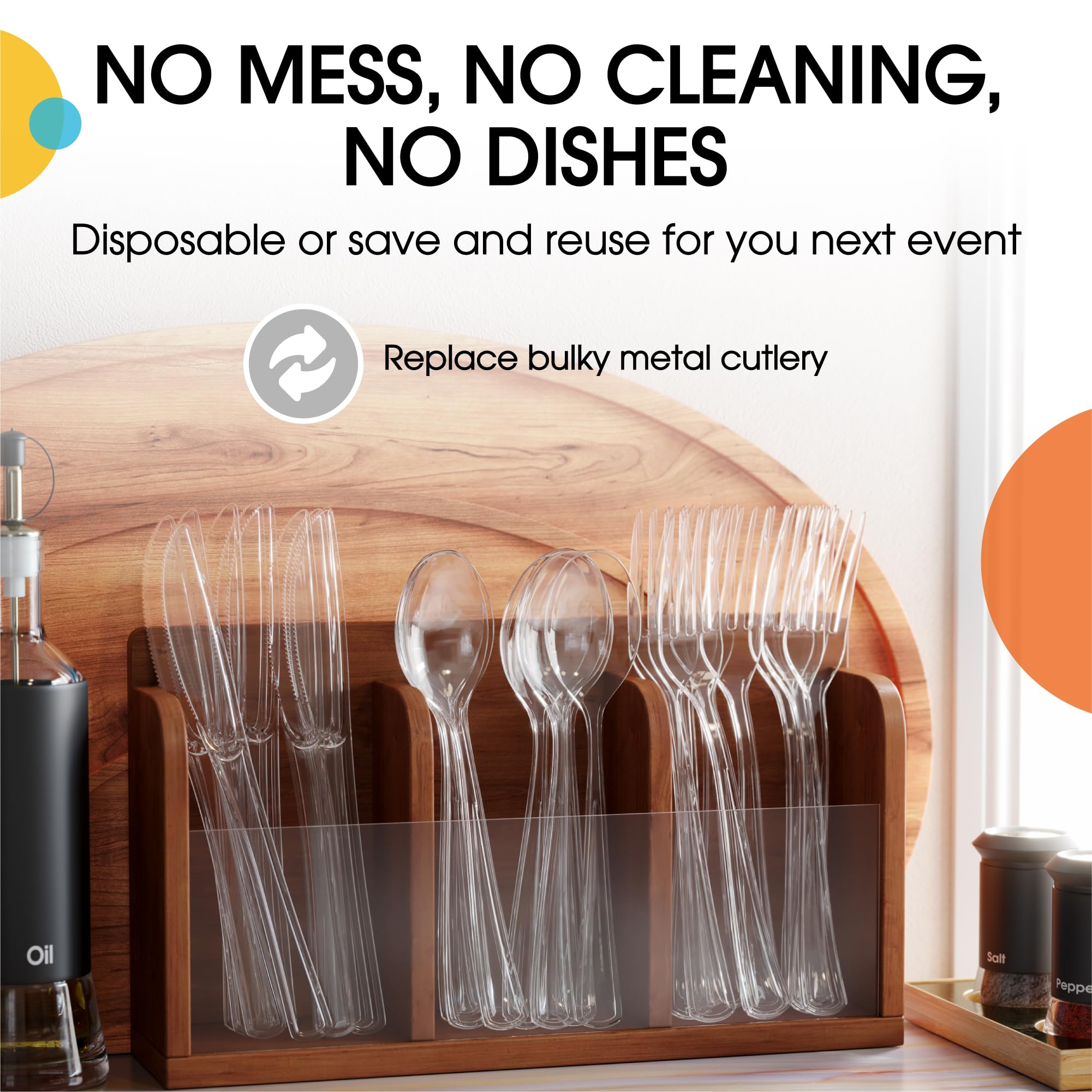 150 Pc. Clear Plastic Cutlery Combo Set