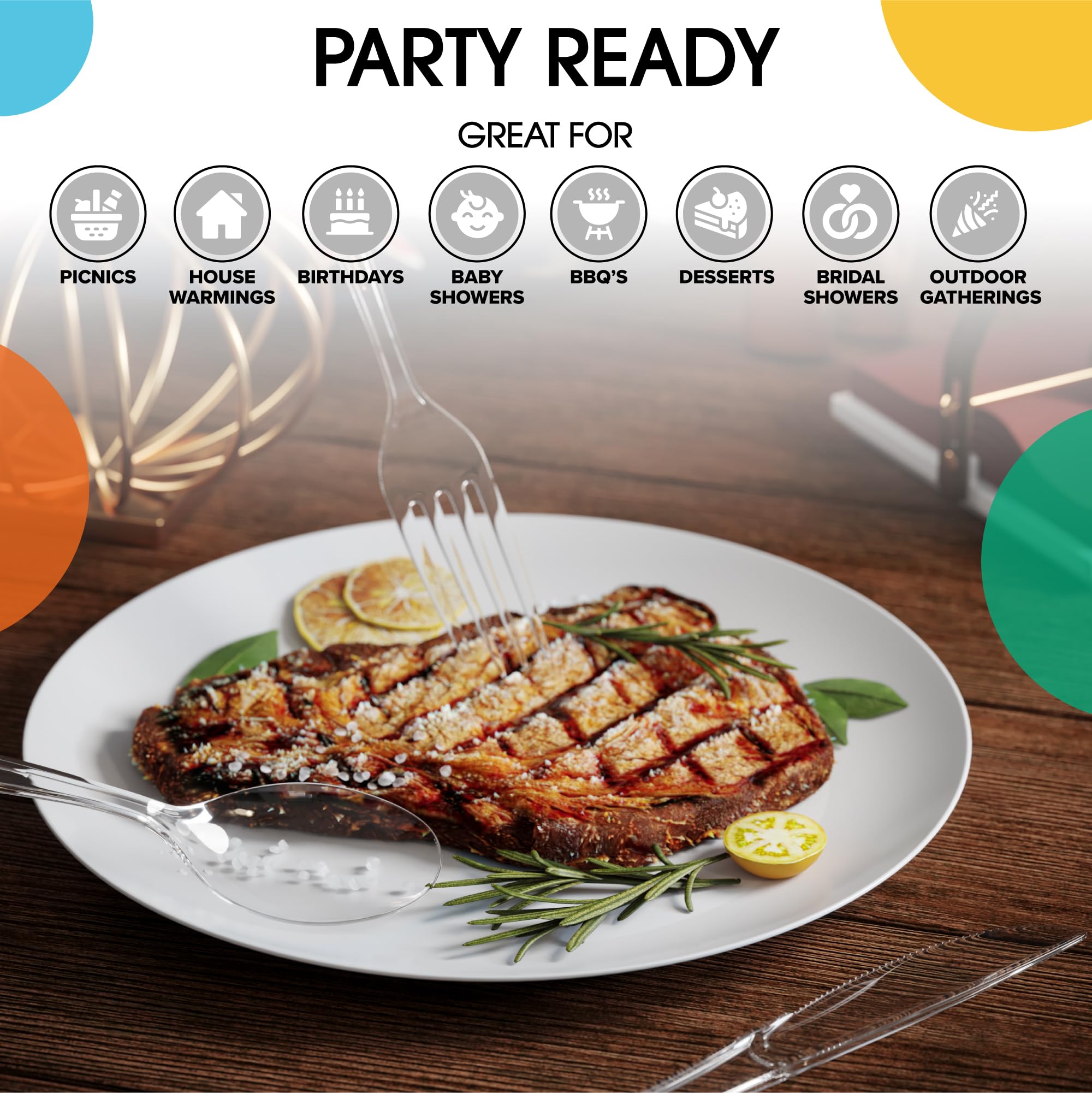 150 Pc. Clear Plastic Cutlery Combo Set