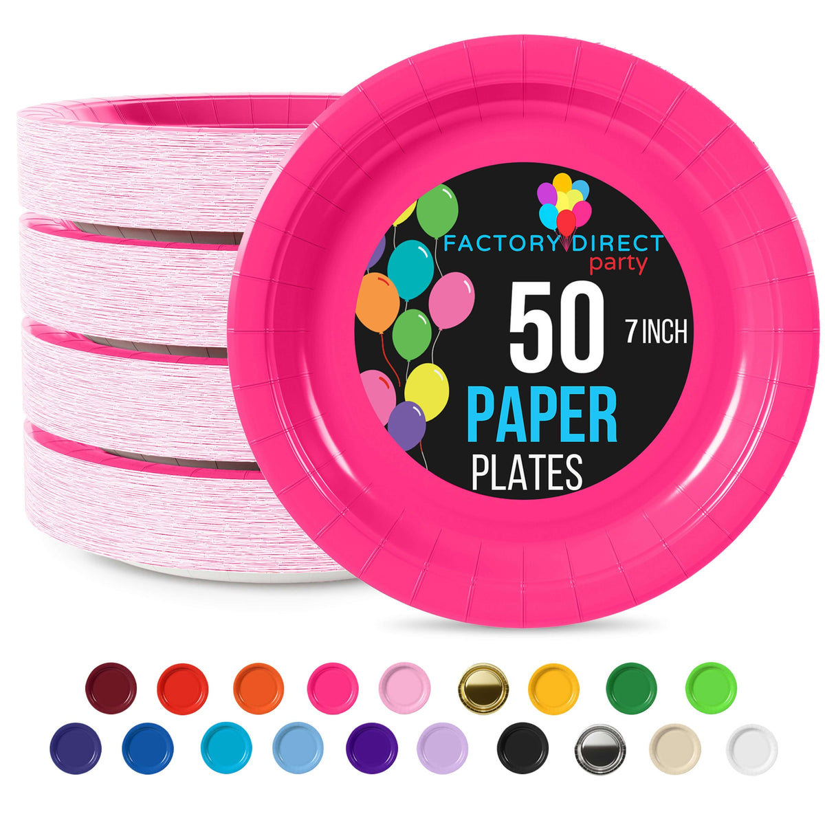 7 In. Cerise Paper Plates - 50 Ct.