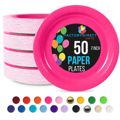 7 In. Cerise Paper Plates - 50 Ct.