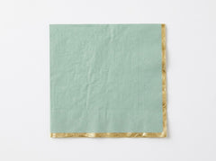 Elegant Willow Green Lunch Napkins - 6.5 In. x 6.5 In. with Gold Hot Stamping